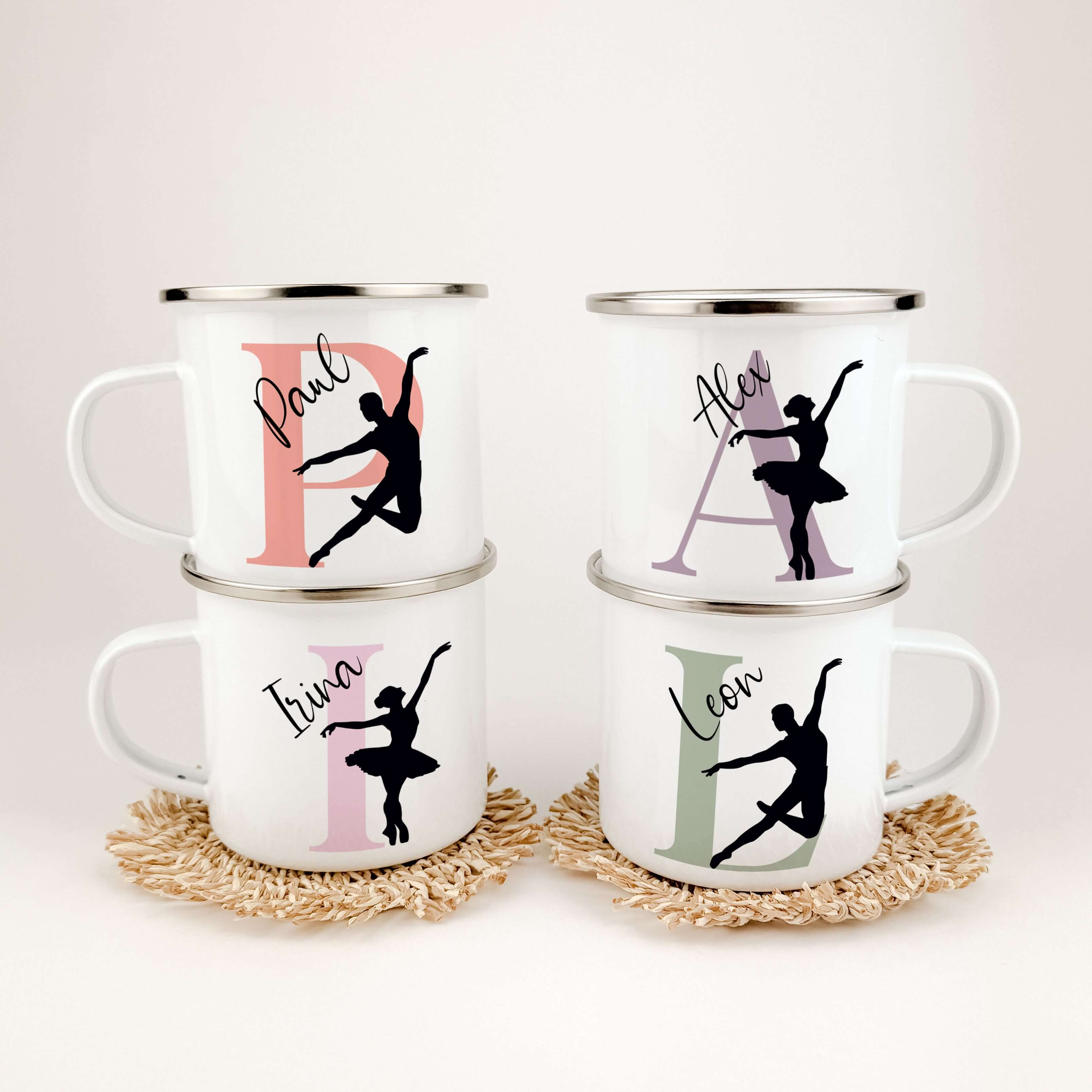 Emaille Tasse mit Namen Ballett-famprints-Emaille Tasse-Entdecke die Emaille Tasse mit Namen Ballett – das perfekte Geschenk für kleine Ballett-Liebhaber! Mit dieser personalisierten Tasse bringst Du Freude in den Alltag und schaffst unvergessliche Erinne