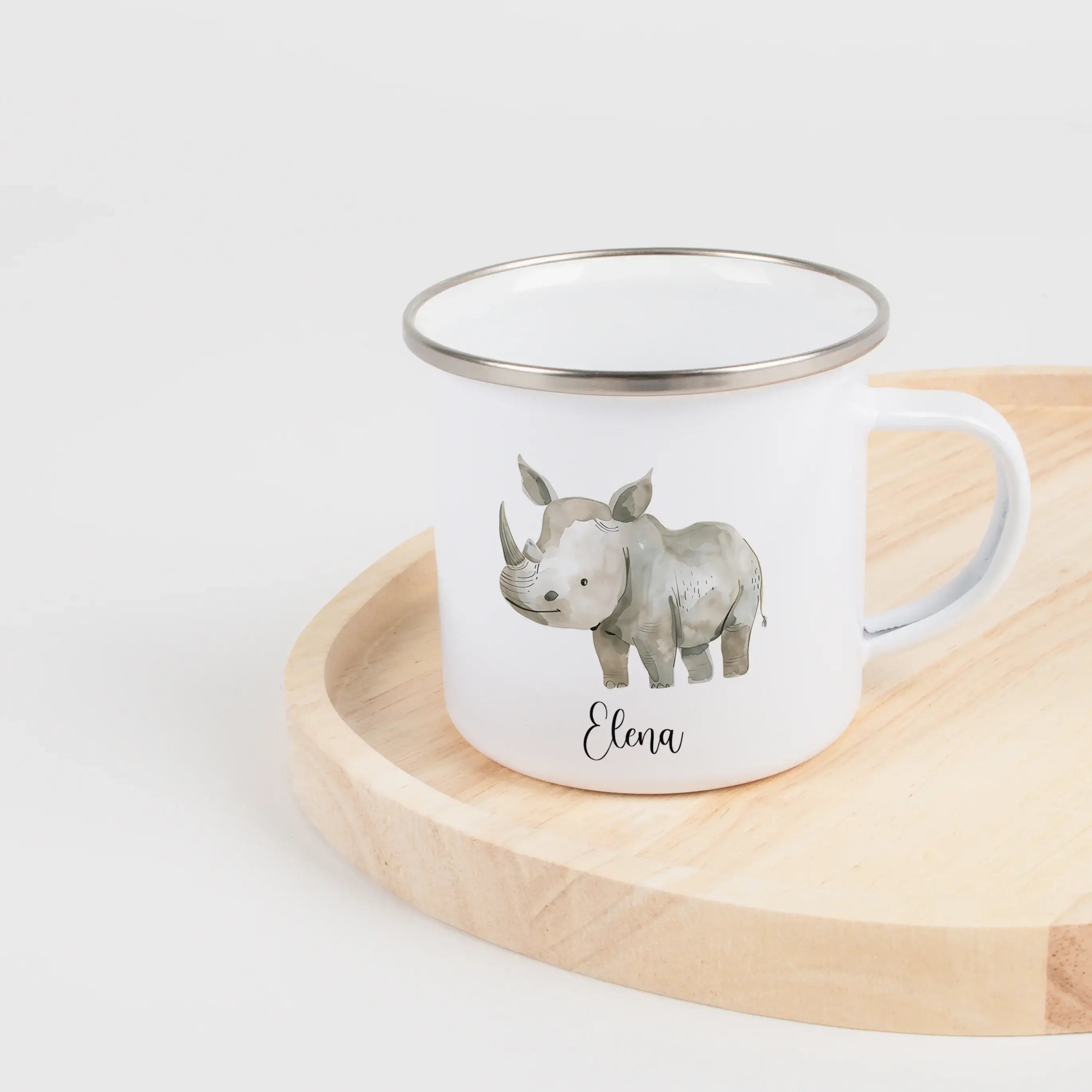 Emaille Tasse Nashorn-Emaille Tasse-famprints-Die Emaille Tasse Nashorn von famprints ist mehr als nur eine Kindertasse – sie ist ein persönliches Lieblingsstück für den Alltag. Das liebevoll illustrierte Nashorn-Motiv spricht Kinder sofort an und macht j
