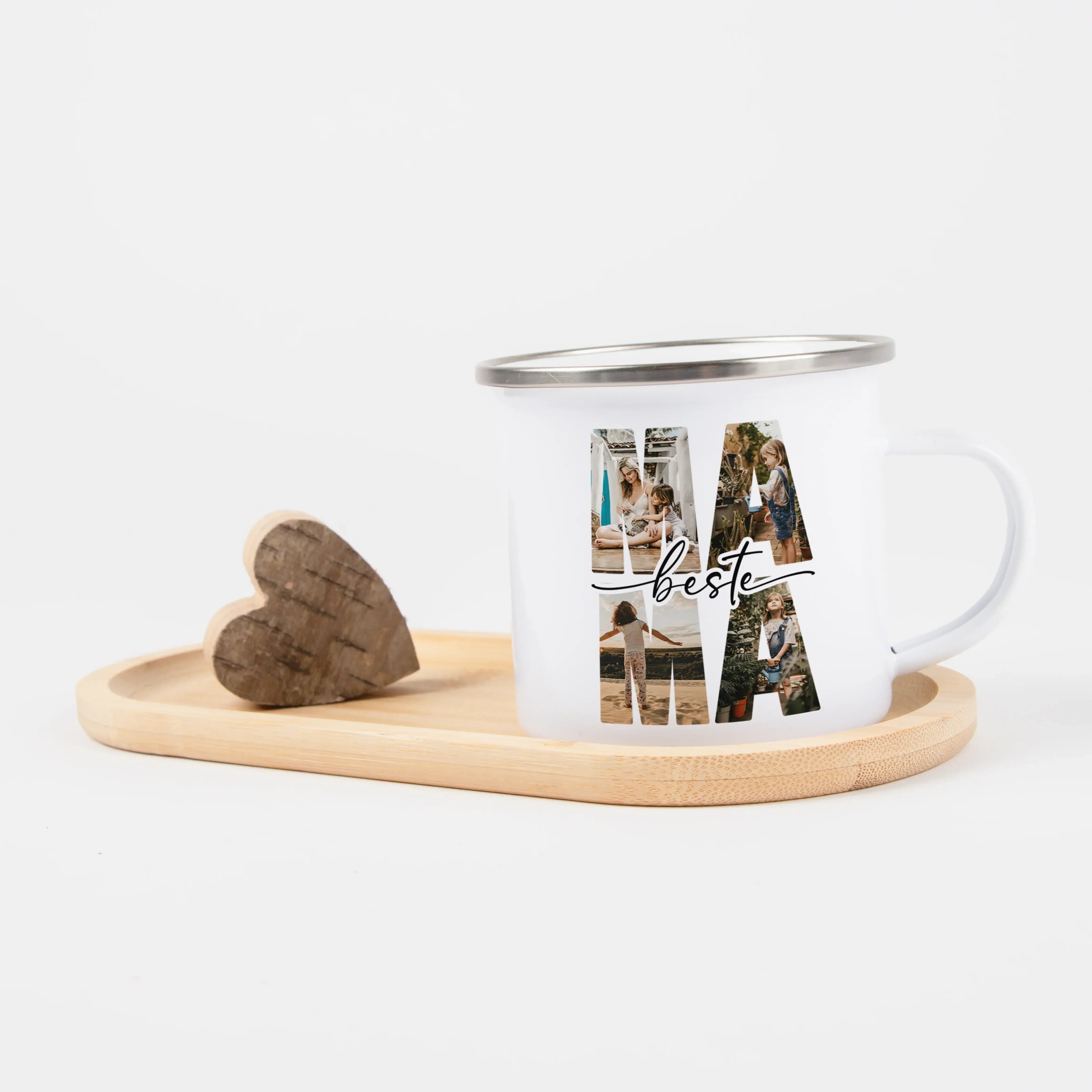 Emaille Tasse beste Mama-Emaille Tasse-famprints-Mit der personalisierten Emaille Tasse beste Mama von famprints schenkst du nicht nur eine hübsche Tasse, sondern einen ganz persönlichen Moment, der im Alltag deiner Mama jeden Tag aufs Neue Freude weckt.