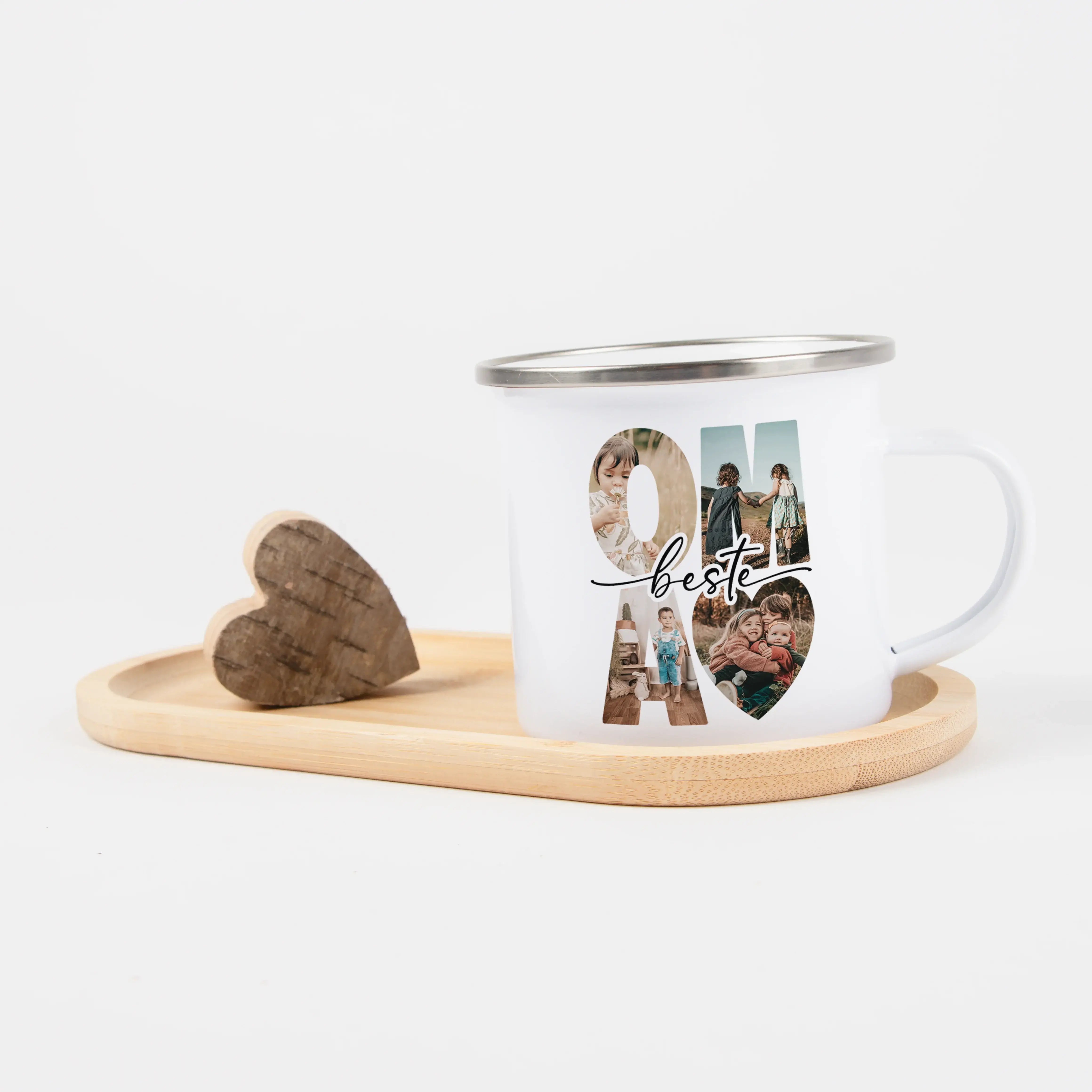 Emaille Tasse beste Oma-Emaille Tasse-famprints-Überrasche deine Oma mit der Emaille Tasse beste Oma von famprints – einem liebevoll gestalteten Erinnerungsstück, das euren besonderen Alltag begleitet. Die Kombination aus personalisierbarem Design, vier F