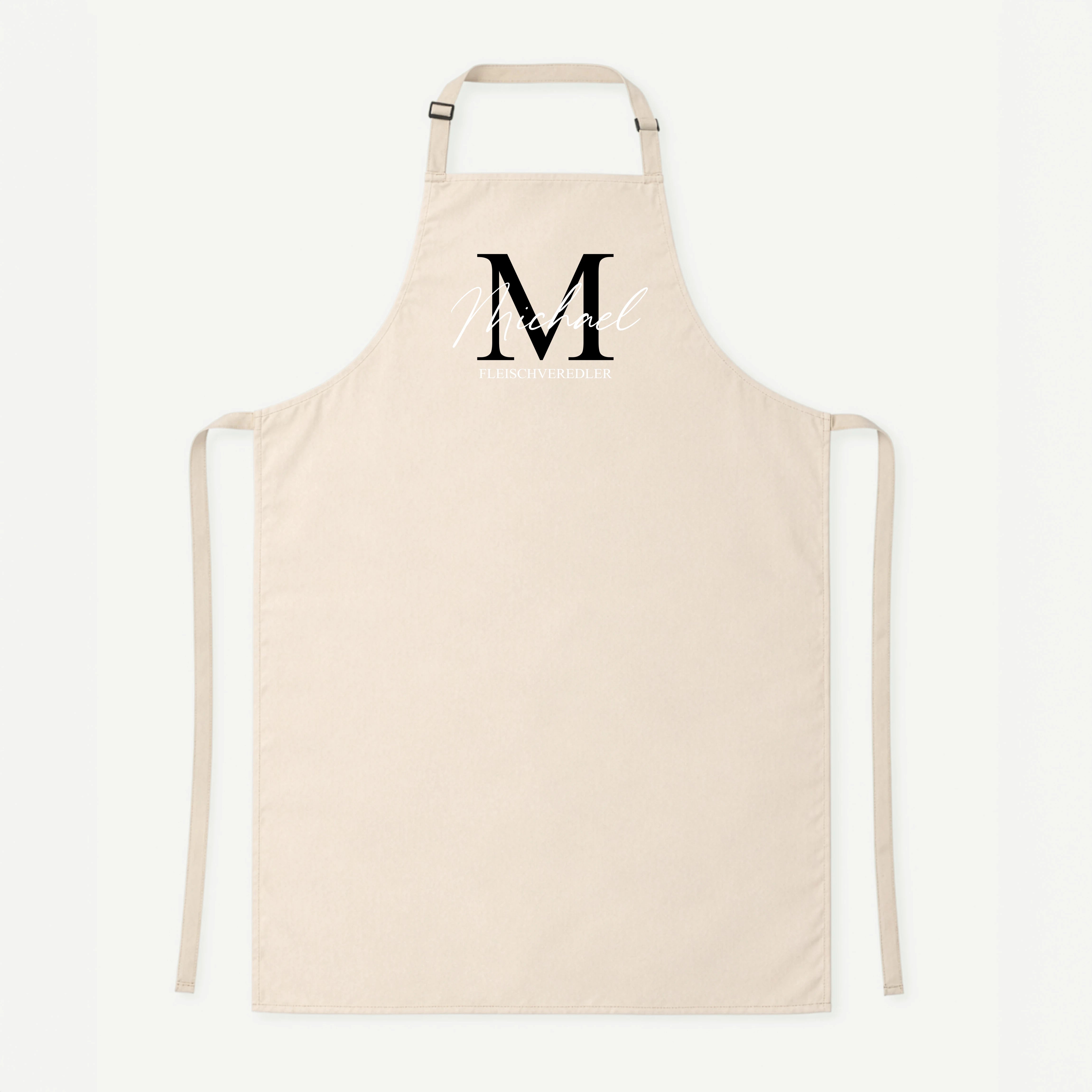 Kochschürze Initial + Text-Kochschürze-famprints-Die Kochschürze Initial + Text von famprints macht aus einem Alltagsprodukt ein persönliches Statement für Küche, Grill oder Backstube. Dein gewähltes Initial bildet den Mittelpunkt des Designs und wird mit
