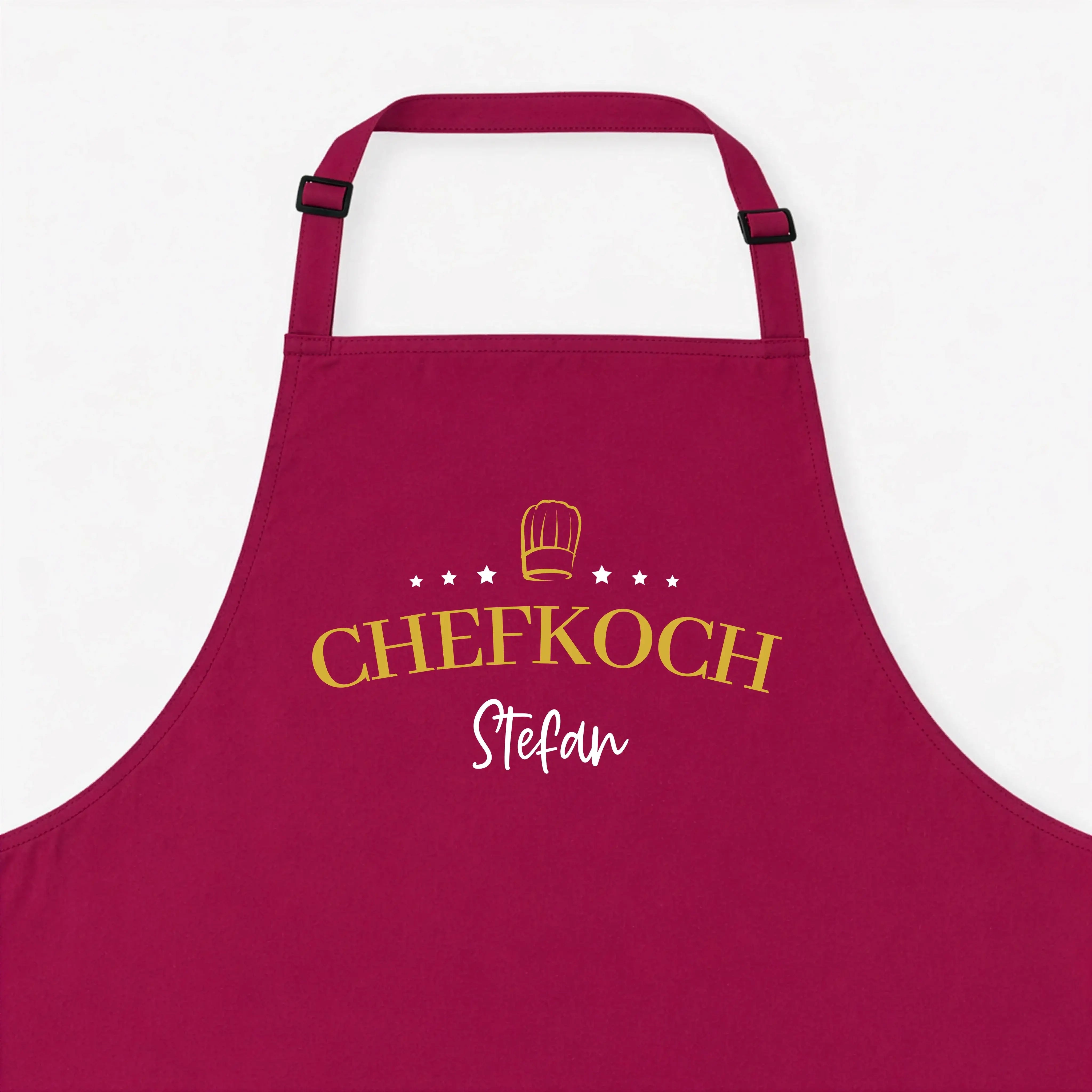 Kochschürze Chefkoch Sterne-Kochschürze-famprints-Die Kochschürze Chefkoch Sterne ist das perfekte Geschenk für alle, die gern am Herd stehen und dabei Persönlichkeit zeigen wollen. Mit dem markanten Chefkoch Schriftzug, den Sternen und der edlen Kochmütz