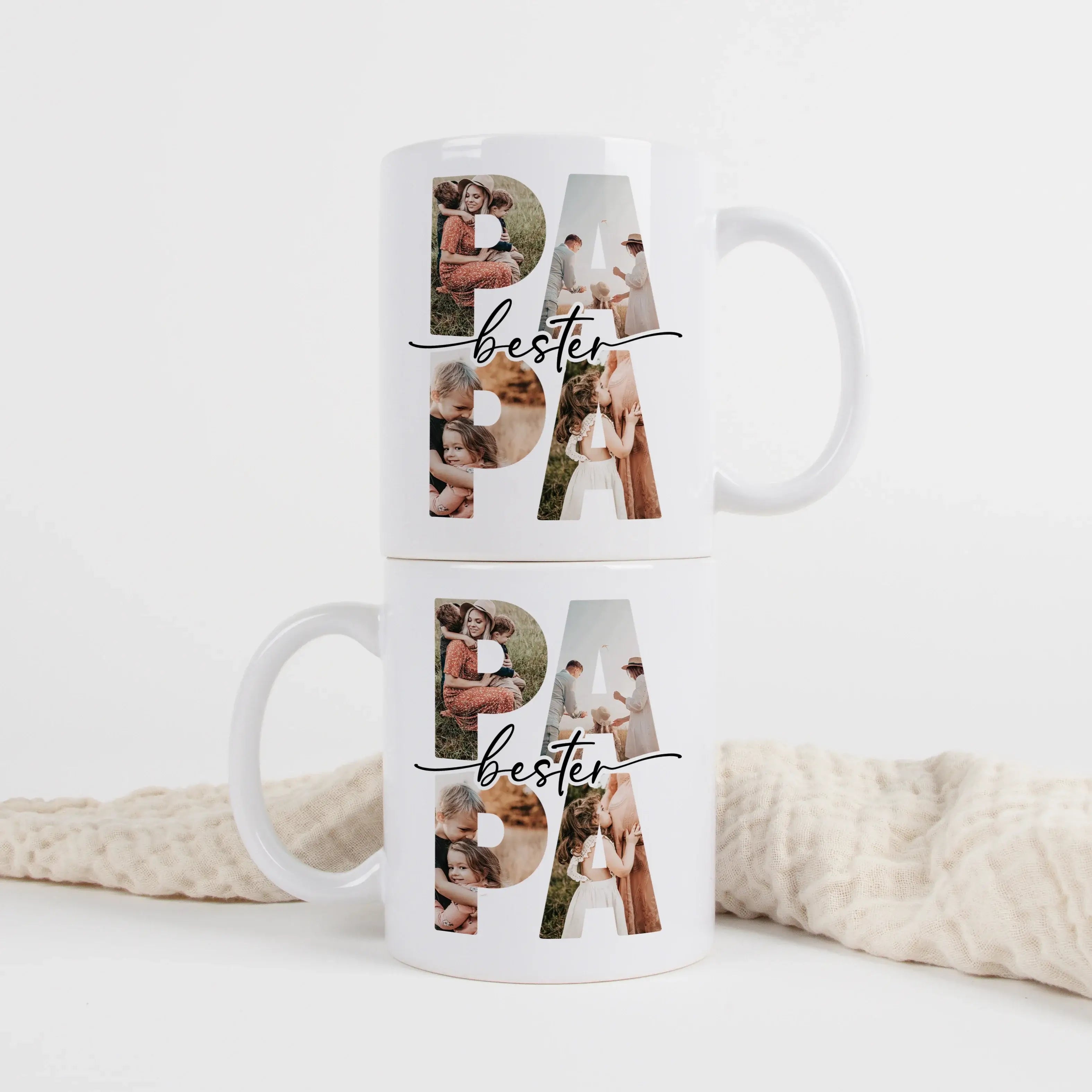 Tasse bester Papa - Keramik Tasse - famprints - Entdecke die Tasse bester Papa – das ideale Geschenk, das sofort Freude bringt! Mit dieser personalisierten Keramiktasse schaffst du unvergessliche Momente, indem du die Lieblingsfotos deines Vaters hinter d