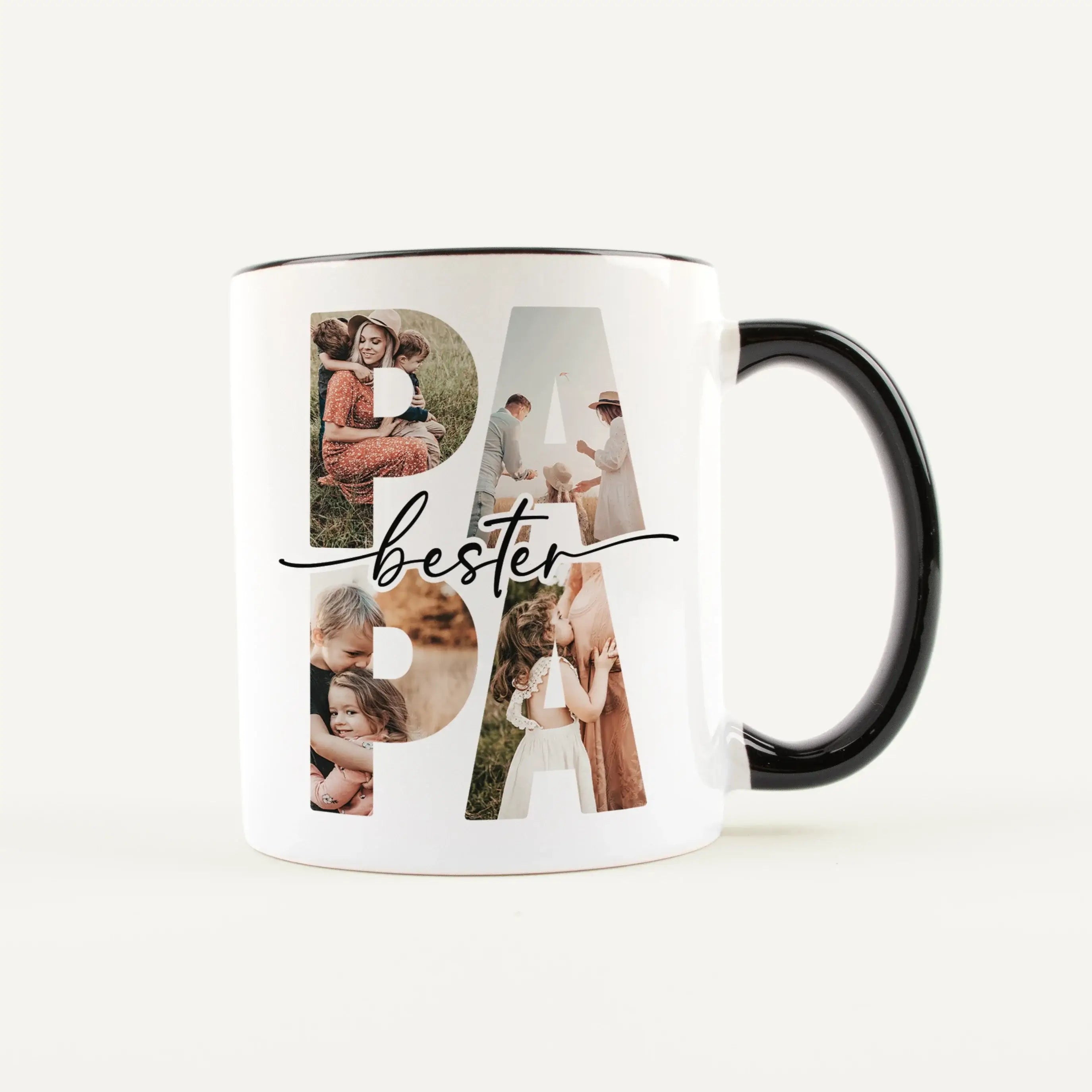 Tasse bester Papa - Keramik Tasse - famprints - Entdecke die Tasse bester Papa – das ideale Geschenk, das sofort Freude bringt! Mit dieser personalisierten Keramiktasse schaffst du unvergessliche Momente, indem du die Lieblingsfotos deines Vaters hinter d