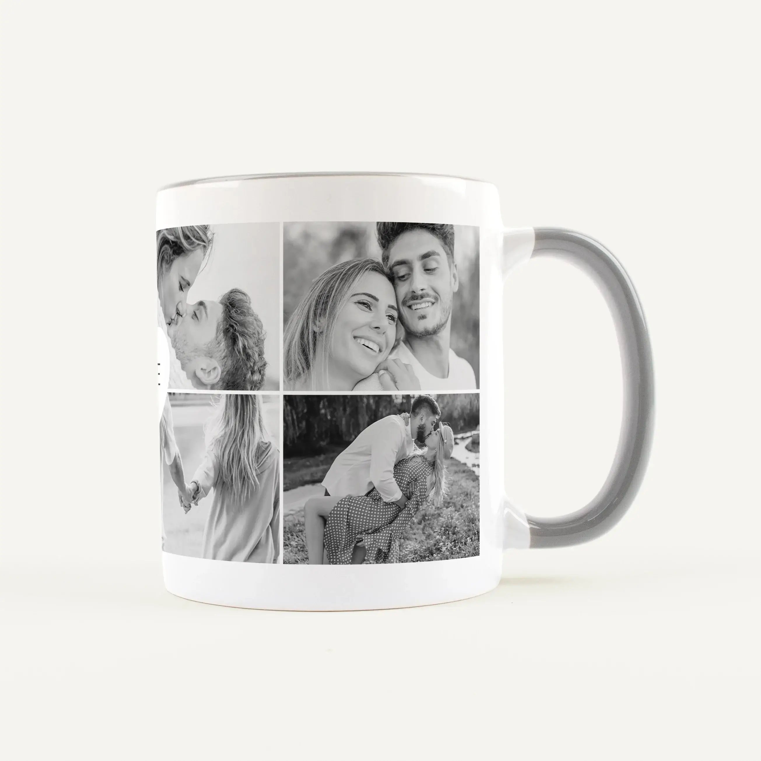 Fototasse I love you-Keramik Tasse-famprints-Fototasse I love you ist die richtige Wahl, wenn du eine persönliche Tasse mit Foto suchst, die mehr zeigt als nur ein einzelnes Bild. Auf dieser Fototasse gestaltest du eine Collage aus 8 eigenen Fotos, die ei