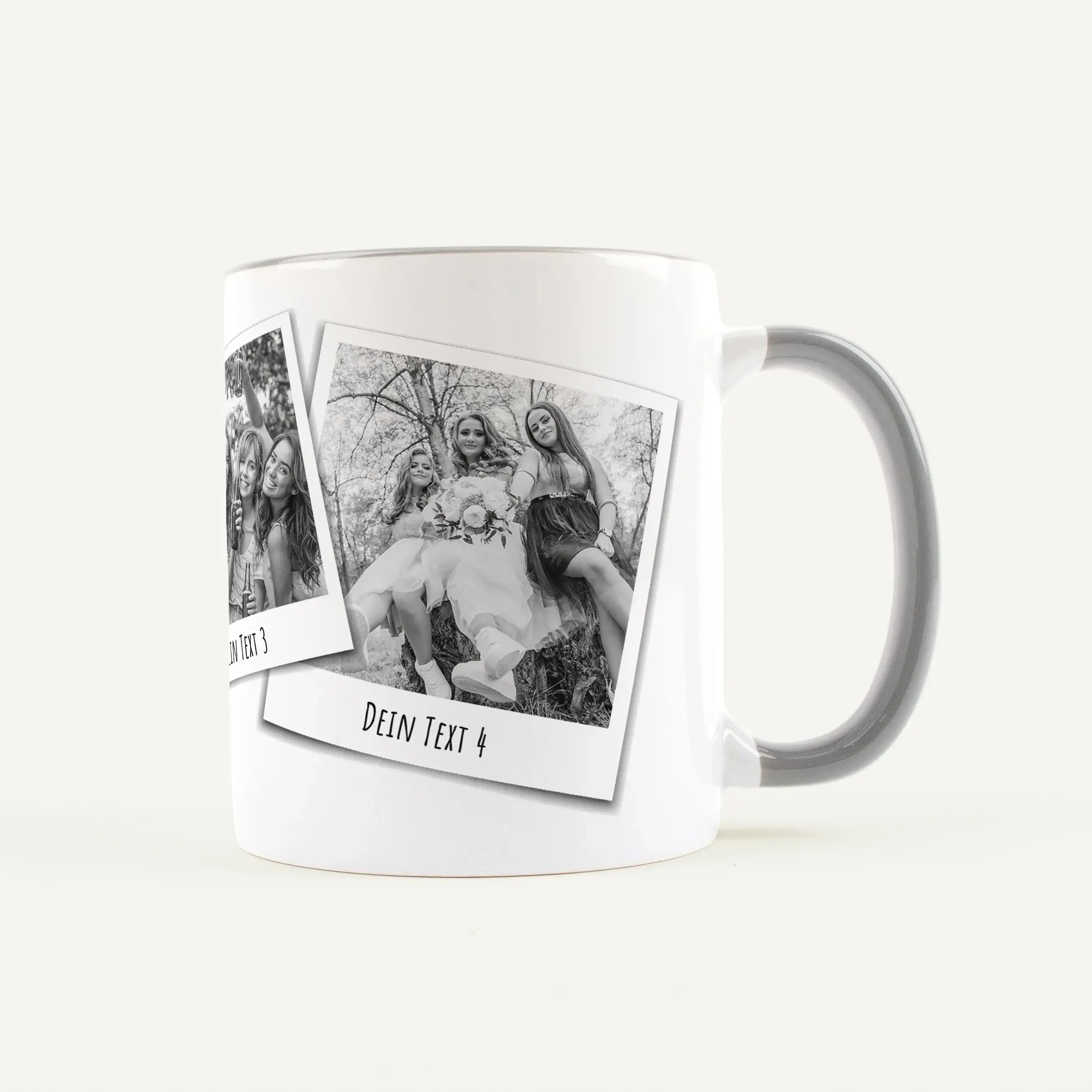 Fototasse Polaroid-Keramik Tasse-famprints-Die Fototasse Polaroid macht aus deinen Lieblingsmomenten ein persönliches Alltagsstück. Auf der Tasse werden bis zu vier deiner Fotos im beliebten Polaroid Stil dargestellt und wirken wie kleine Sofortbilder, di