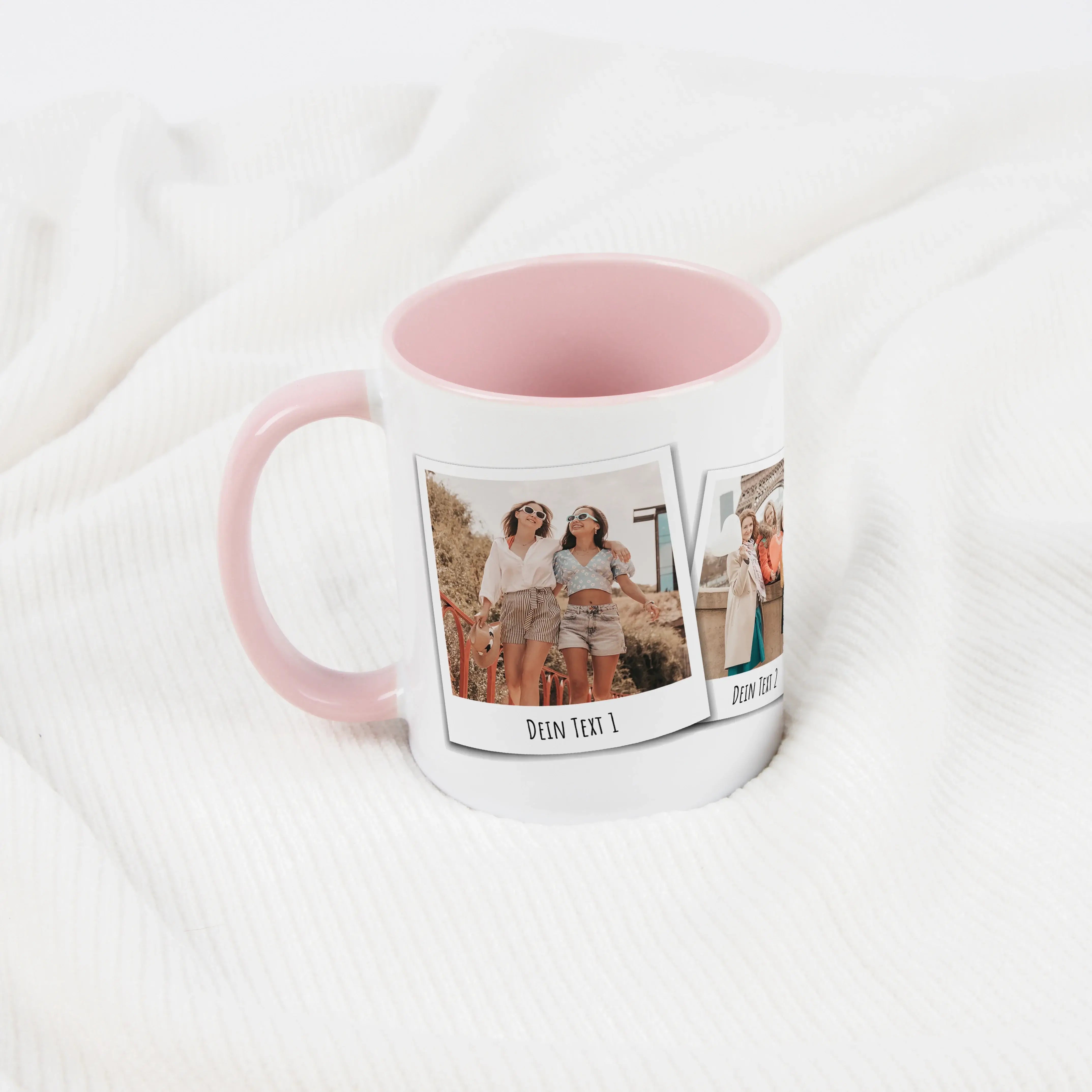 Fototasse Polaroid-Keramik Tasse-famprints-Die Fototasse Polaroid macht aus deinen Lieblingsmomenten ein persönliches Alltagsstück. Auf der Tasse werden bis zu vier deiner Fotos im beliebten Polaroid Stil dargestellt und wirken wie kleine Sofortbilder, di