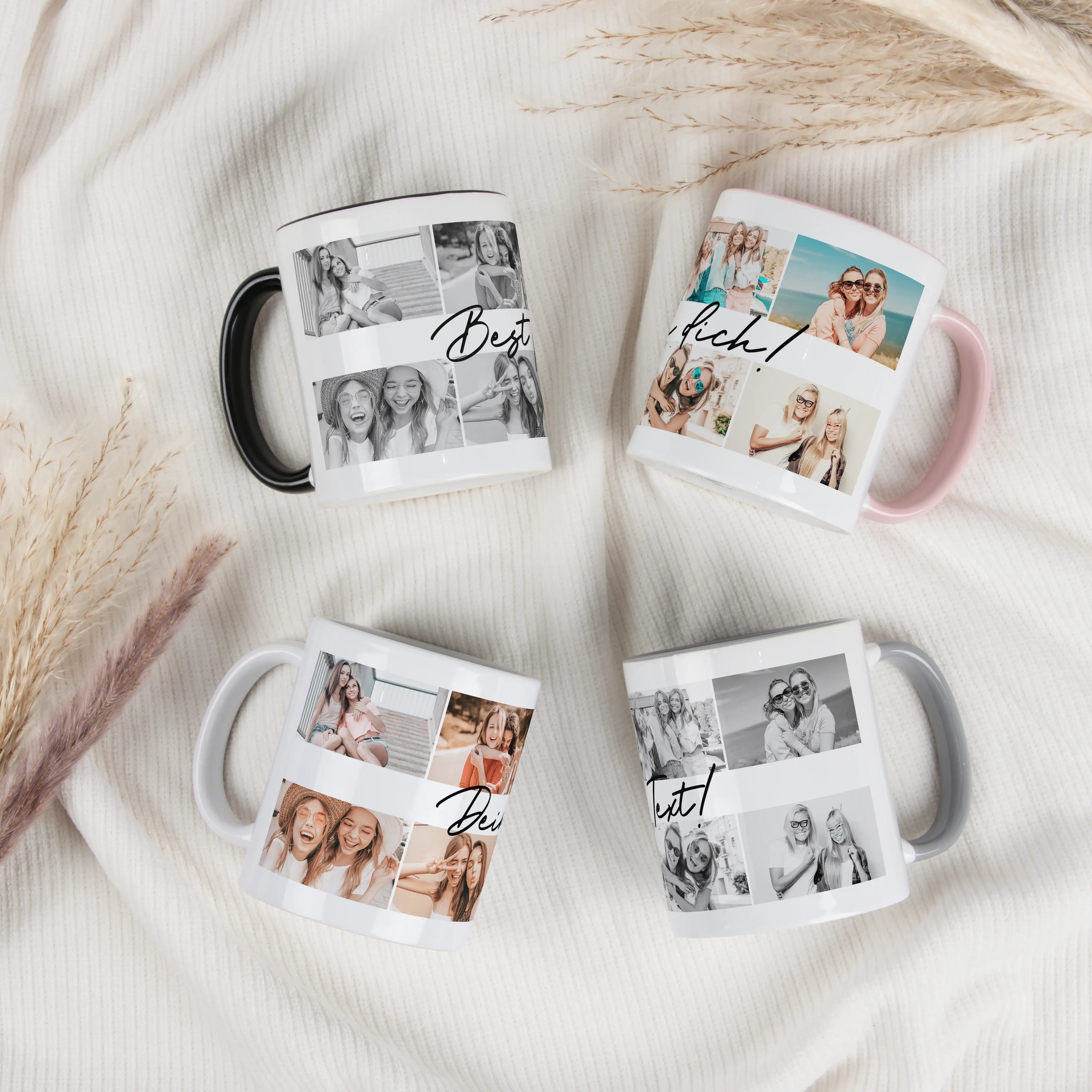 Fototasse Center Text-Keramik Tasse-famprints-Die Fototasse Center Text von famprints ist eine persönliche Tasse, die deine Lieblingsmomente sichtbar macht. Du gestaltest sie mit bis zu 8 Fotos und ergänzt in der Mitte deinen eigenen Text. So entsteht ein