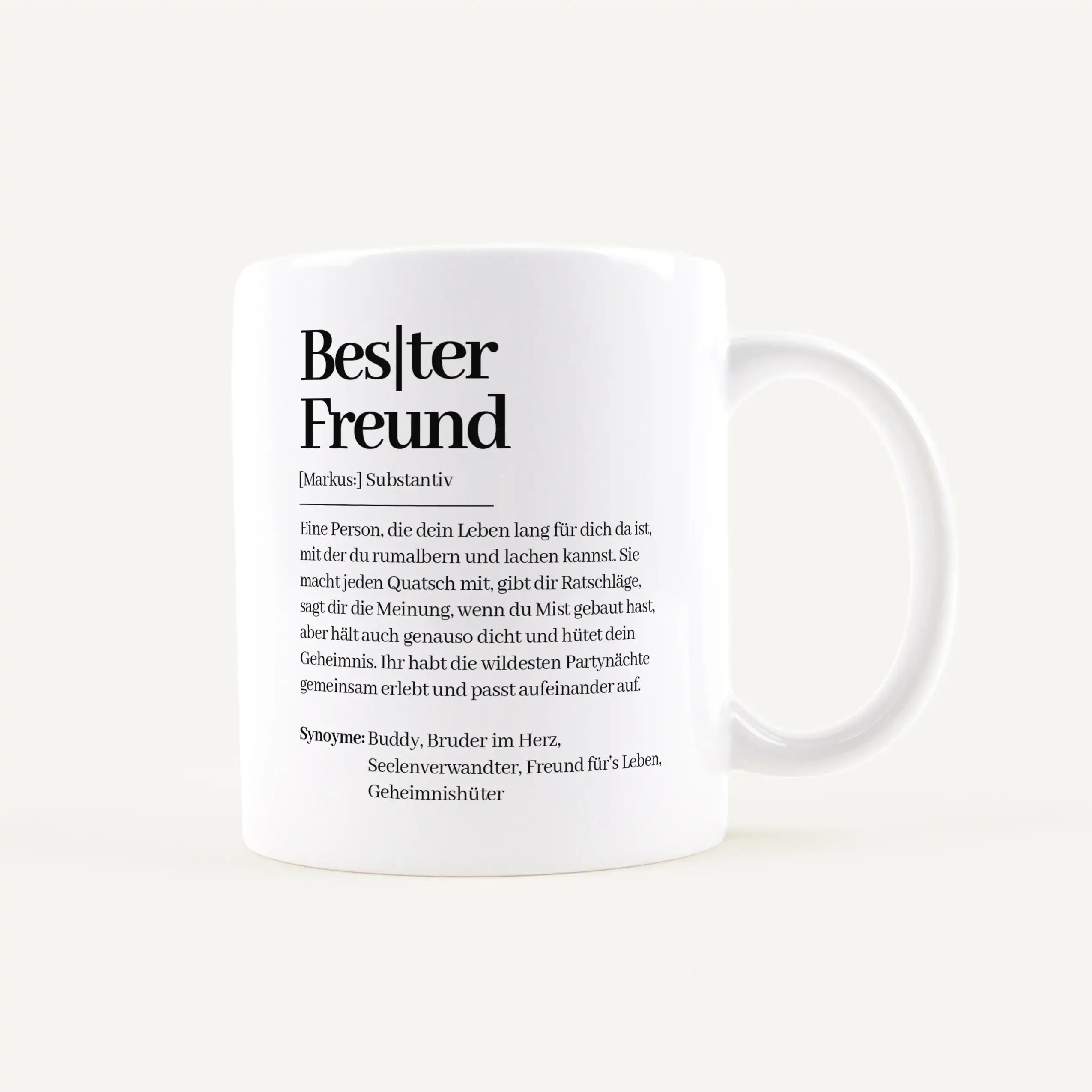 Tasse Definition Bester Freund-Keramik Tasse-famprints-Die Tasse Definition Bester Freund von famprints ist eine persönliche Geschenkidee für Menschen, die nicht einfach irgendetwas verschenken möchten. Das Design im Duden Stil beschreibt auf liebevolle W