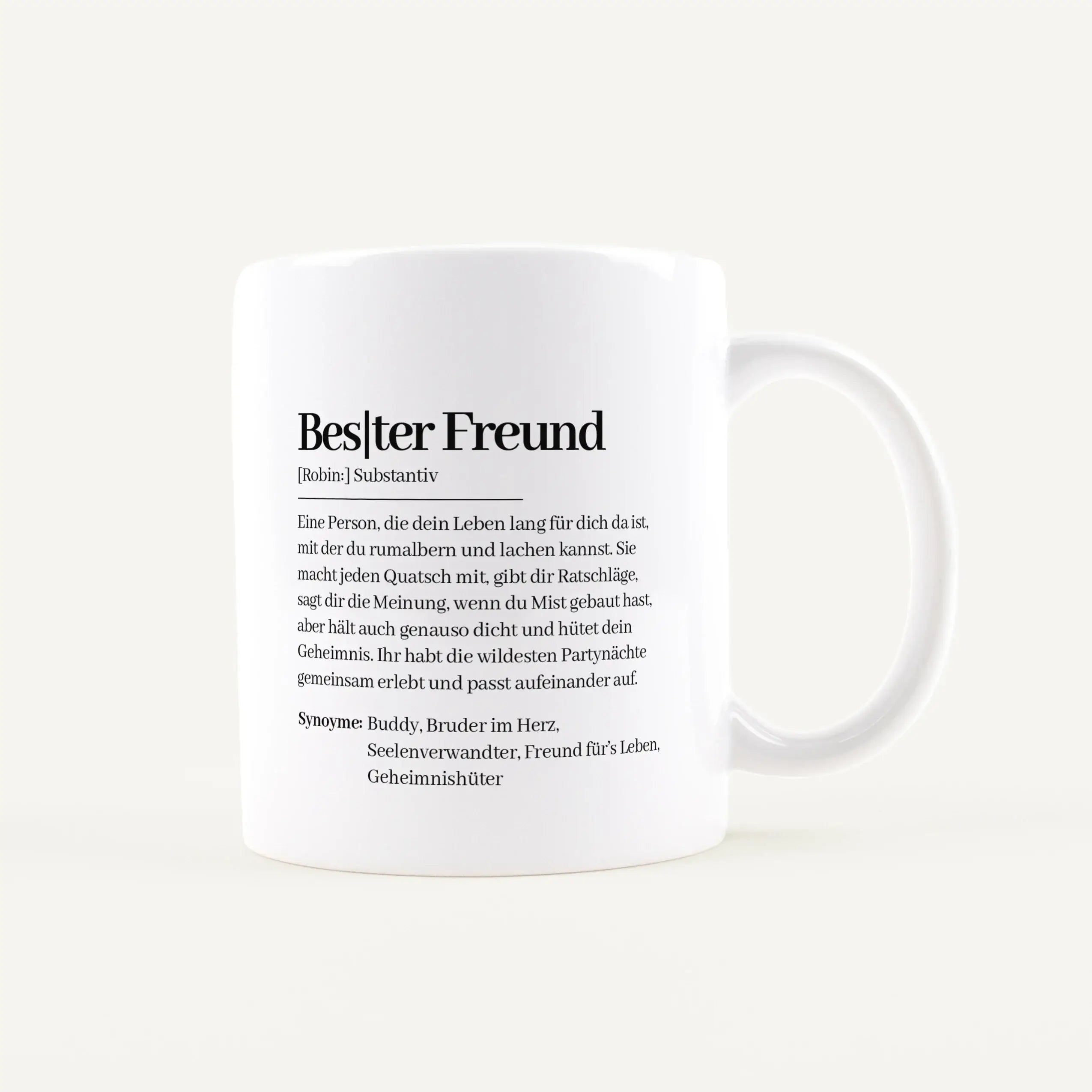 Tasse Definition Bester Freund-Keramik Tasse-famprints-Die Tasse Definition Bester Freund von famprints ist eine persönliche Geschenkidee für Menschen, die nicht einfach irgendetwas verschenken möchten. Das Design im Duden Stil beschreibt auf liebevolle W