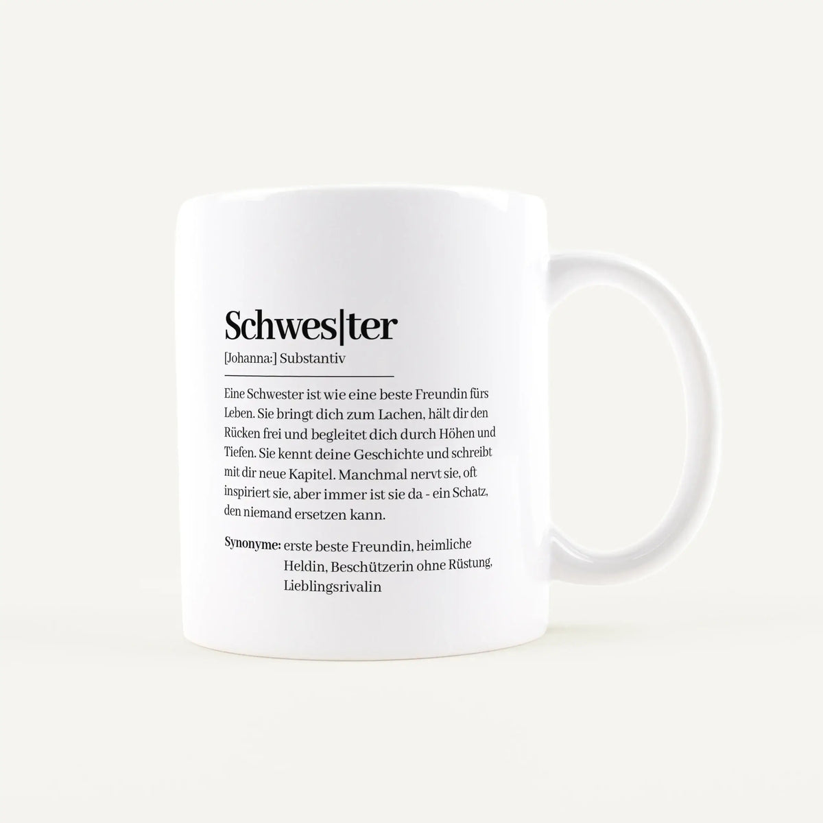 Tasse Definition Schwester-Keramik Tasse-famprints-personalisiertes-Geschenk
