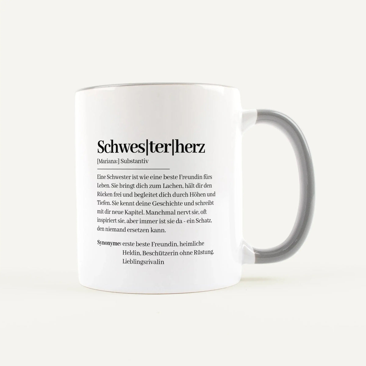 Keramik Tasse - Tasse Definition Schwesterherz - Geschenk fuer Schwester