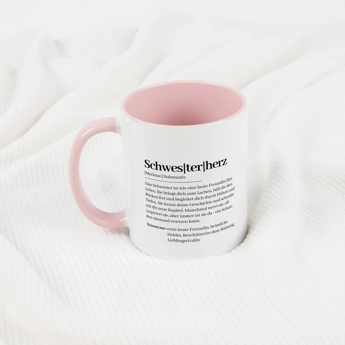 Keramik Tasse - Tasse Definition Schwesterherz - Geschenk fuer Schwester