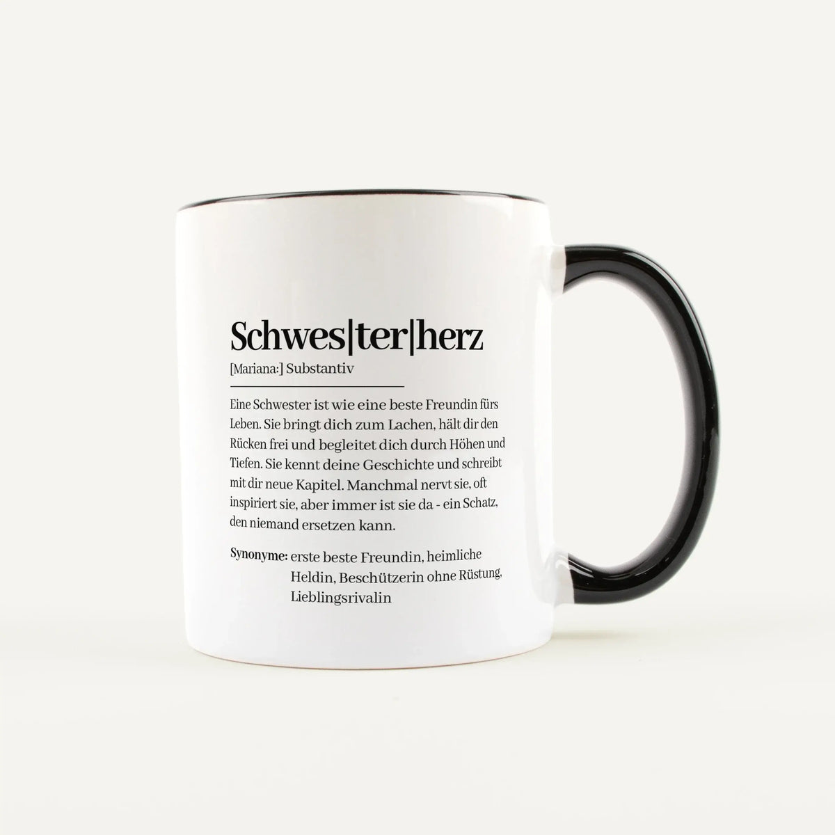 Keramik Tasse - Tasse Definition Schwesterherz - Geschenk fuer Schwester
