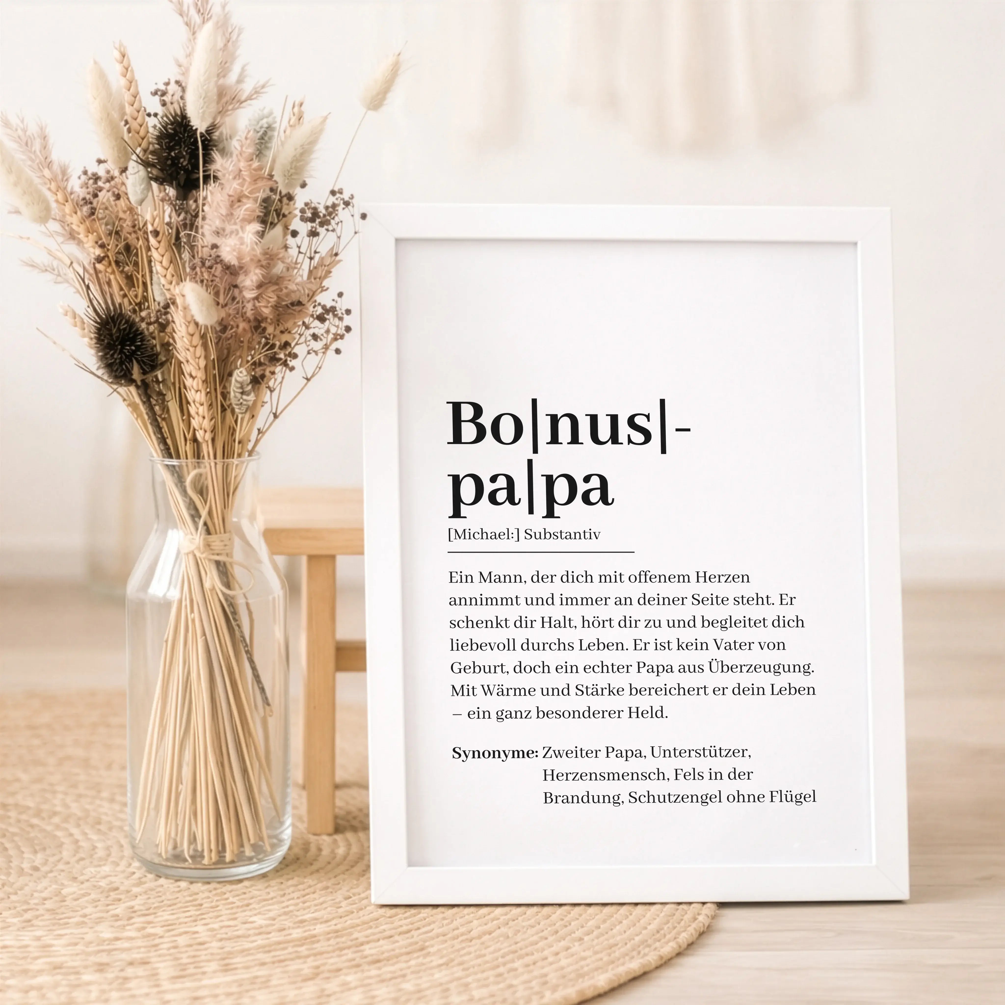 Bonuspapa Definition Poster-Personalisiertes Poster-famprints-Das Bonuspapa Definition Poster ist ein persönliches Geschenk für einen Menschen, der im Leben eine besondere Rolle spielt. Es bringt auf den Punkt, was ein Bonuspapa wirklich bedeutet und sagt