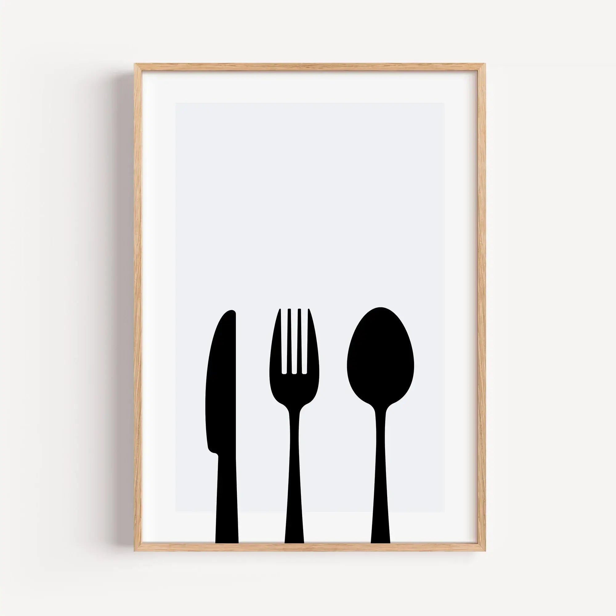 Küchenposter 'Besteck'-Poster-famprints-Das Küchenposter „Besteck“ bringt klare Formen und modernes Design an deine Küchenwand. Mit Messer, Gabel und Löffel als stilvolles Motiv passt dieses Küchenposter perfekt in offene Wohnküchen, Essbereiche oder klei