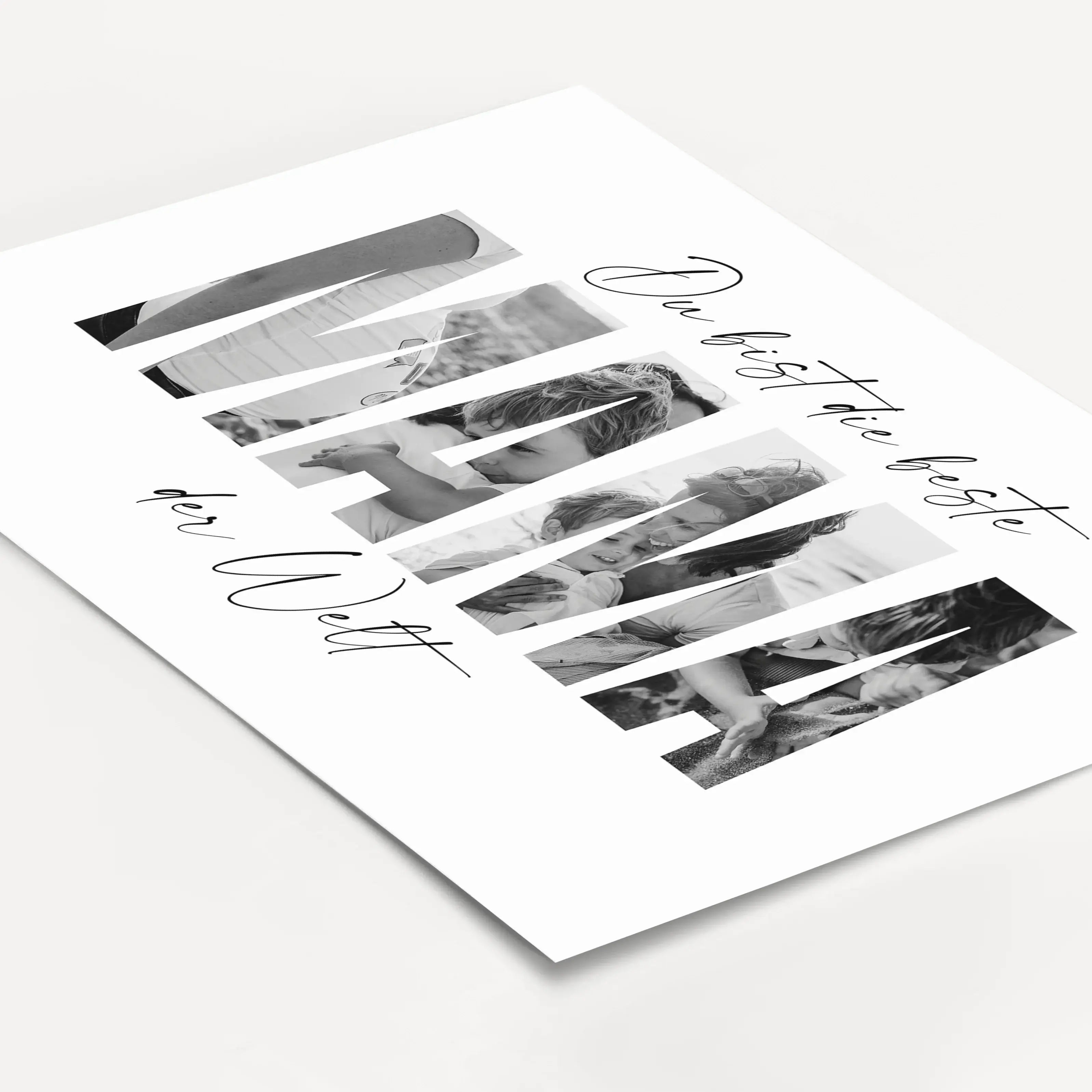 Beste Mama Poster-Personalisiertes Poster-famprints-Das Beste Mama Poster ist ein persönliches Geschenk, das Emotionen sichtbar macht und Erinnerungen stilvoll festhält. Die besondere Fotogestaltung im Schriftzug Mama verbindet eure liebsten Momente zu ei