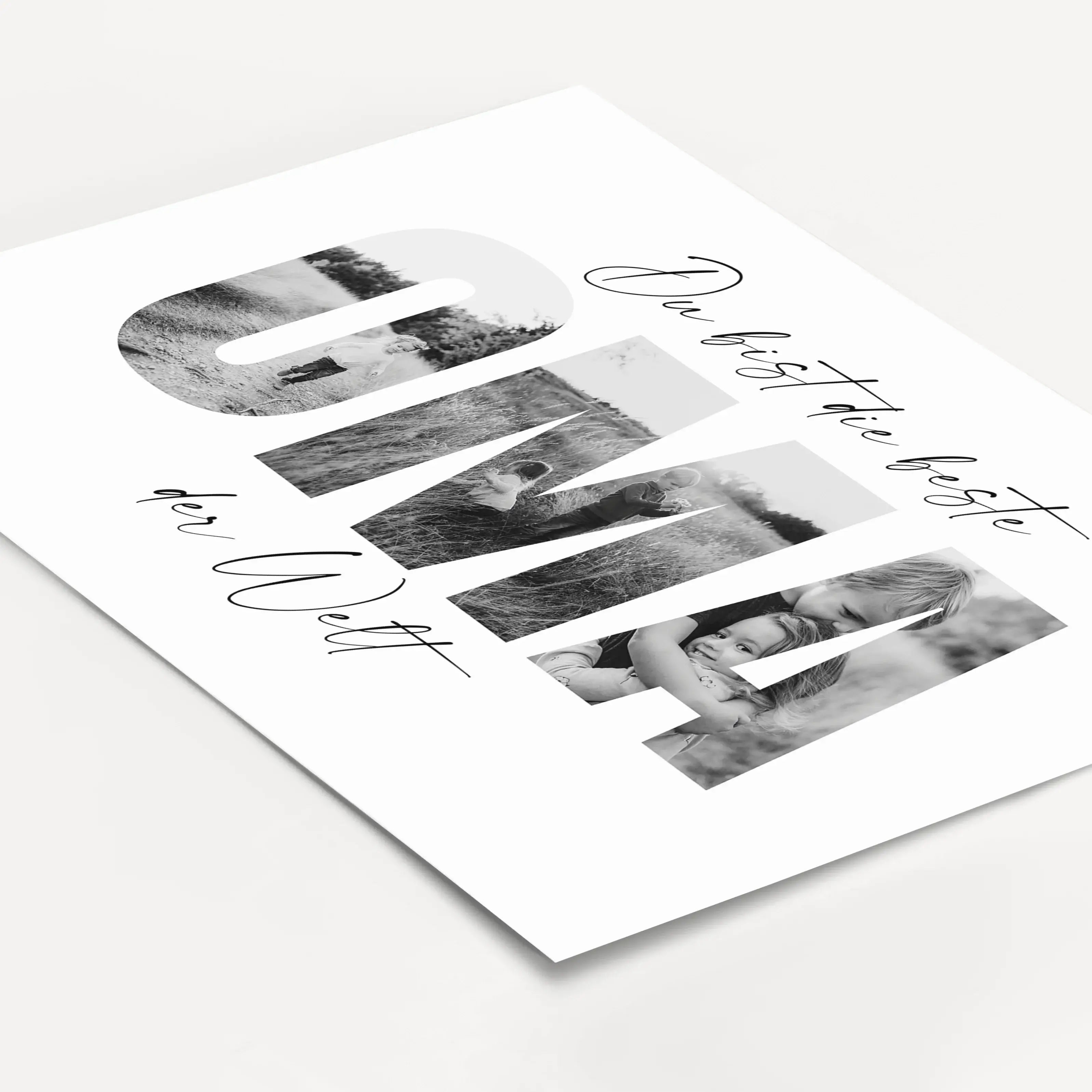 Beste Oma Poster-Personalisiertes Poster-famprints-Das Beste Oma Poster von famprints ist eine liebevolle Geschenkidee für alle, die ihrer Oma mit einem persönlichen Fotoposter eine echte Freude machen möchten. Die große Schrift wird mit deinen eigenen Bi