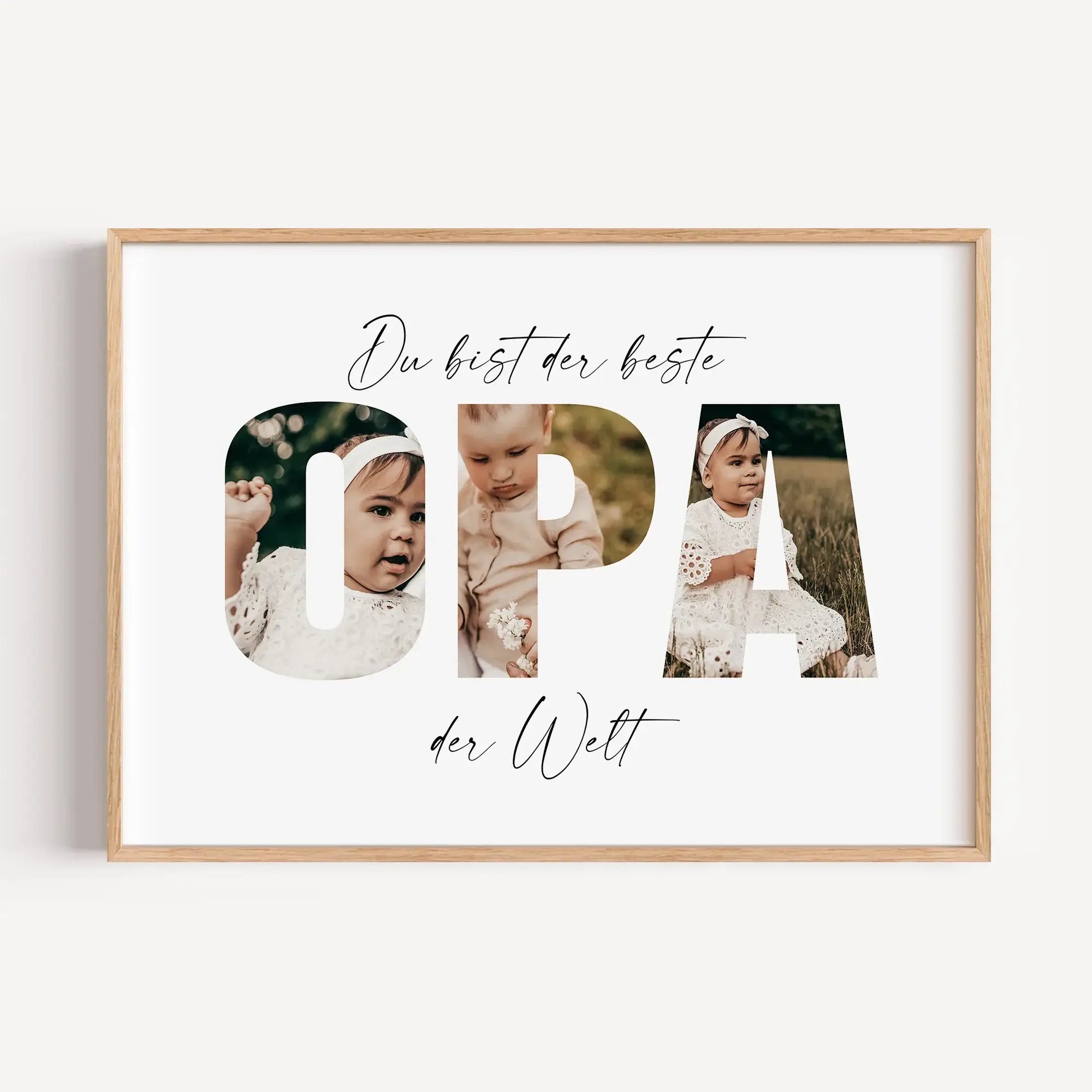 Bester Opa Poster-Personalisiertes Poster-famprints-Das Bester Opa Poster ist ein persönliches Geschenk für einen Menschen, der im Alltag oft mehr gibt, als er sagt. Mit deinen eigenen Fotos im Schriftzug OPA entsteht ein individuelles Wandbild, das Erinn