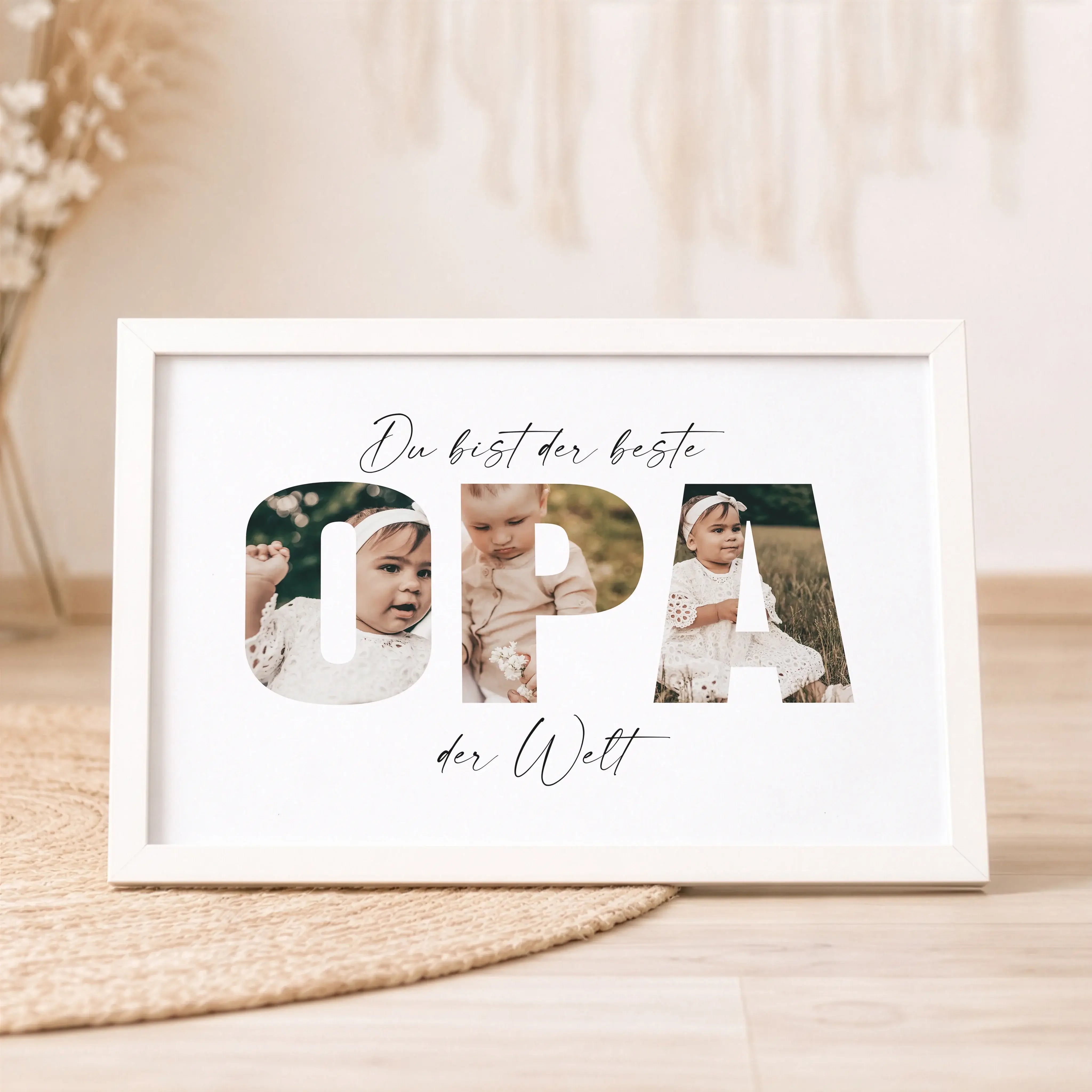 Bester Opa Poster-Personalisiertes Poster-famprints-Das Bester Opa Poster ist ein persönliches Geschenk für einen Menschen, der im Alltag oft mehr gibt, als er sagt. Mit deinen eigenen Fotos im Schriftzug OPA entsteht ein individuelles Wandbild, das Erinn