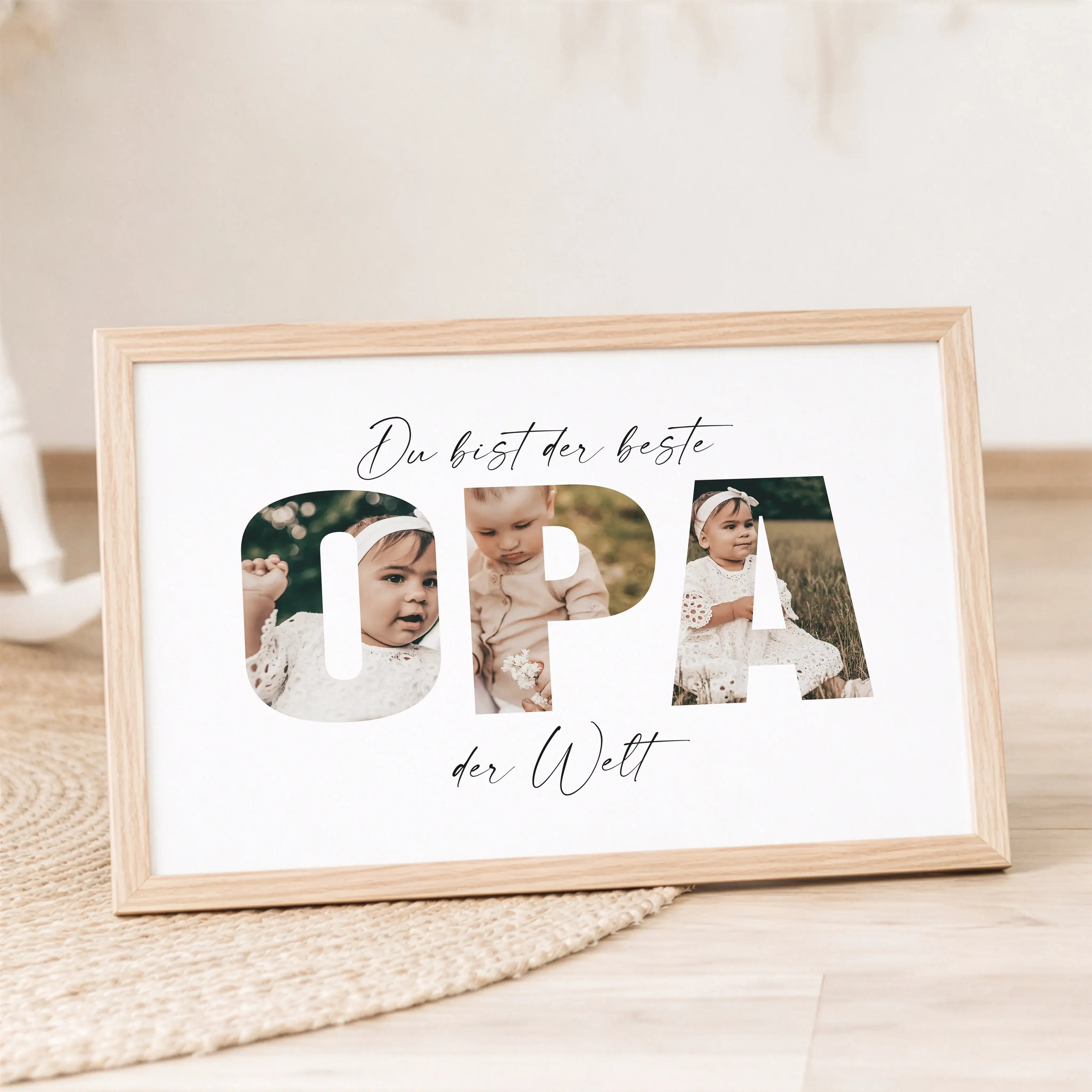 Bester Opa Poster-Personalisiertes Poster-famprints-Das Bester Opa Poster ist ein persönliches Geschenk für einen Menschen, der im Alltag oft mehr gibt, als er sagt. Mit deinen eigenen Fotos im Schriftzug OPA entsteht ein individuelles Wandbild, das Erinn