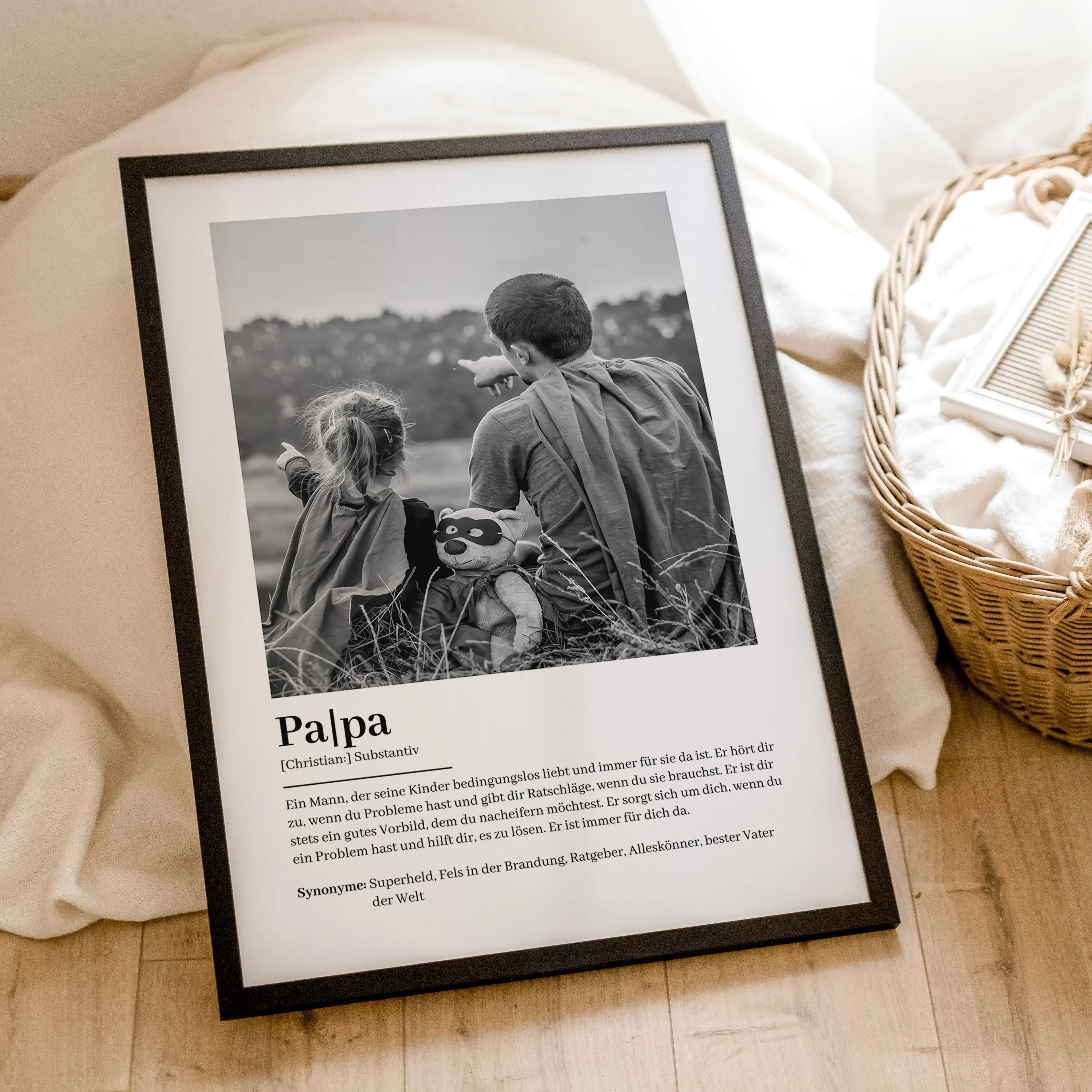 Papa Definition Poster mit Foto-famprints-Personalisiertes Poster-Auf dem Papa Definition Poster mit Foto findest du unsere Definition von einem liebevollen Vater. Das Poster kannst du mit dem Vornamen deines Vaters und einem persönlichen Foto personalisi