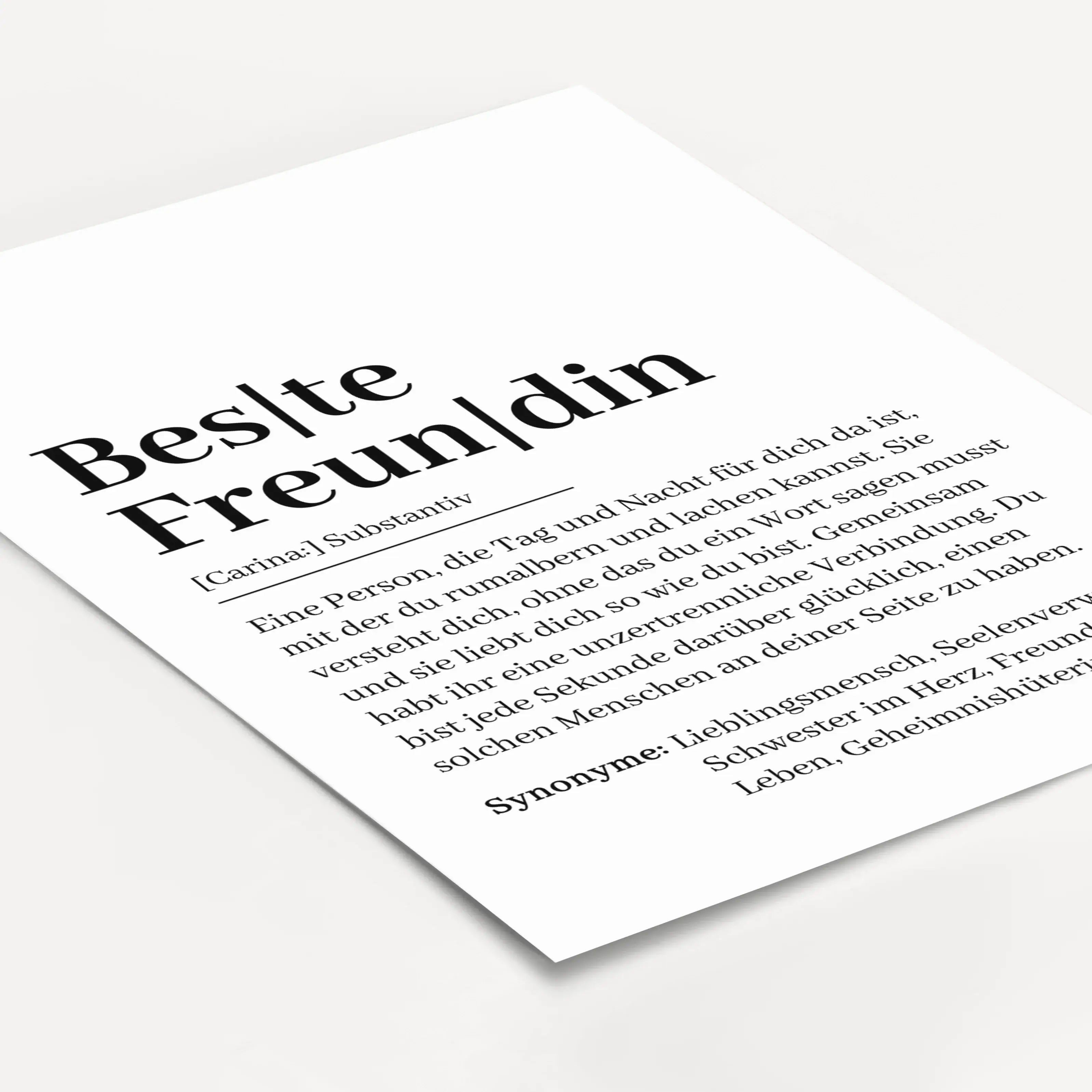 Beste Freundin Definition Poster-famprints-Personalisiertes Poster-Unser "Beste Freundin Definition Poster" ist das perfekte Geschenk für deine beste Freundin! Personalisierbar mit ihrem Namen, ist dieses Poster nicht nur ein hübsches Dekorationsstück, so