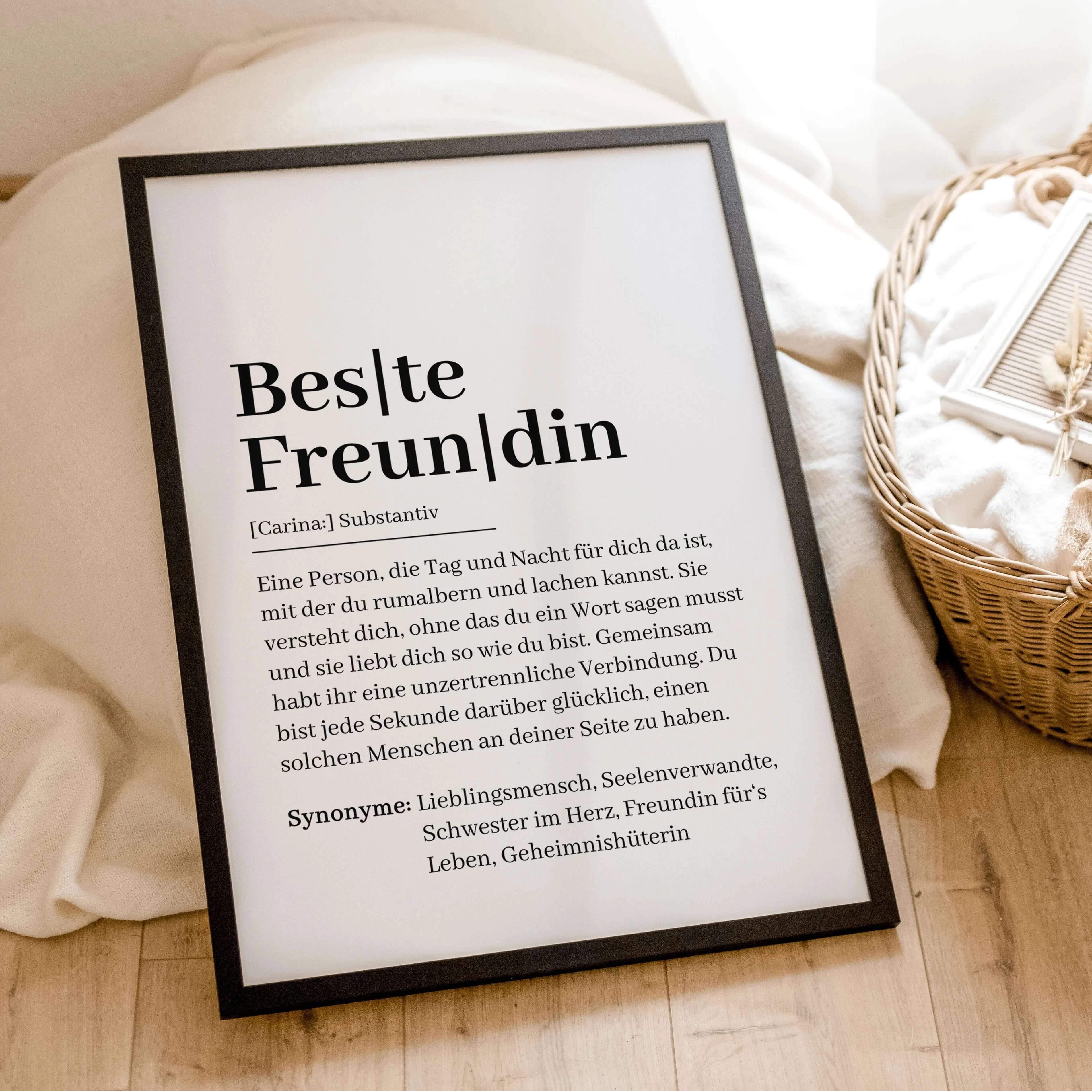Beste Freundin Definition Poster-famprints-Personalisiertes Poster-Unser "Beste Freundin Definition Poster" ist das perfekte Geschenk für deine beste Freundin! Personalisierbar mit ihrem Namen, ist dieses Poster nicht nur ein hübsches Dekorationsstück, so