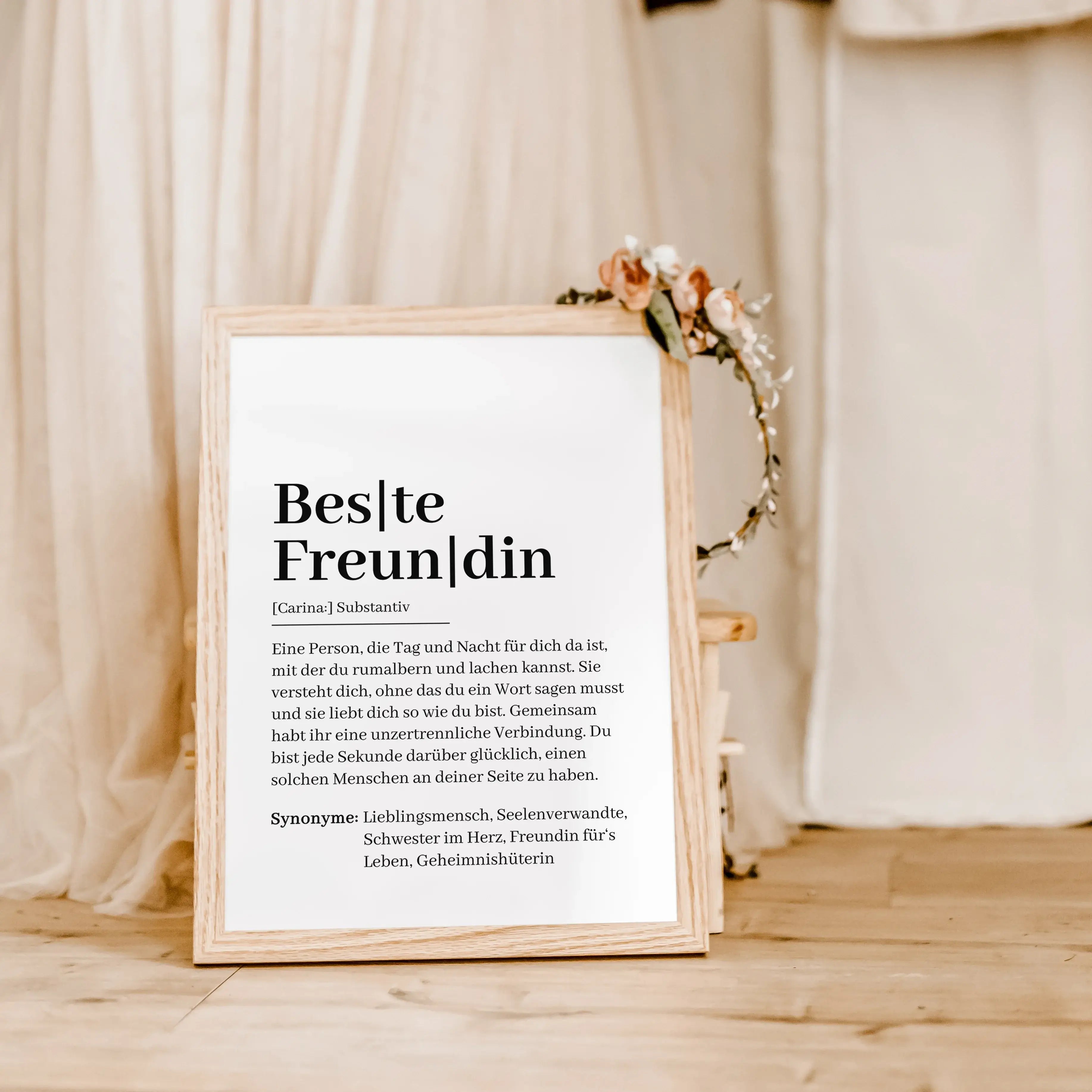 Beste Freundin Definition Poster-famprints-Personalisiertes Poster-Unser "Beste Freundin Definition Poster" ist das perfekte Geschenk für deine beste Freundin! Personalisierbar mit ihrem Namen, ist dieses Poster nicht nur ein hübsches Dekorationsstück, so