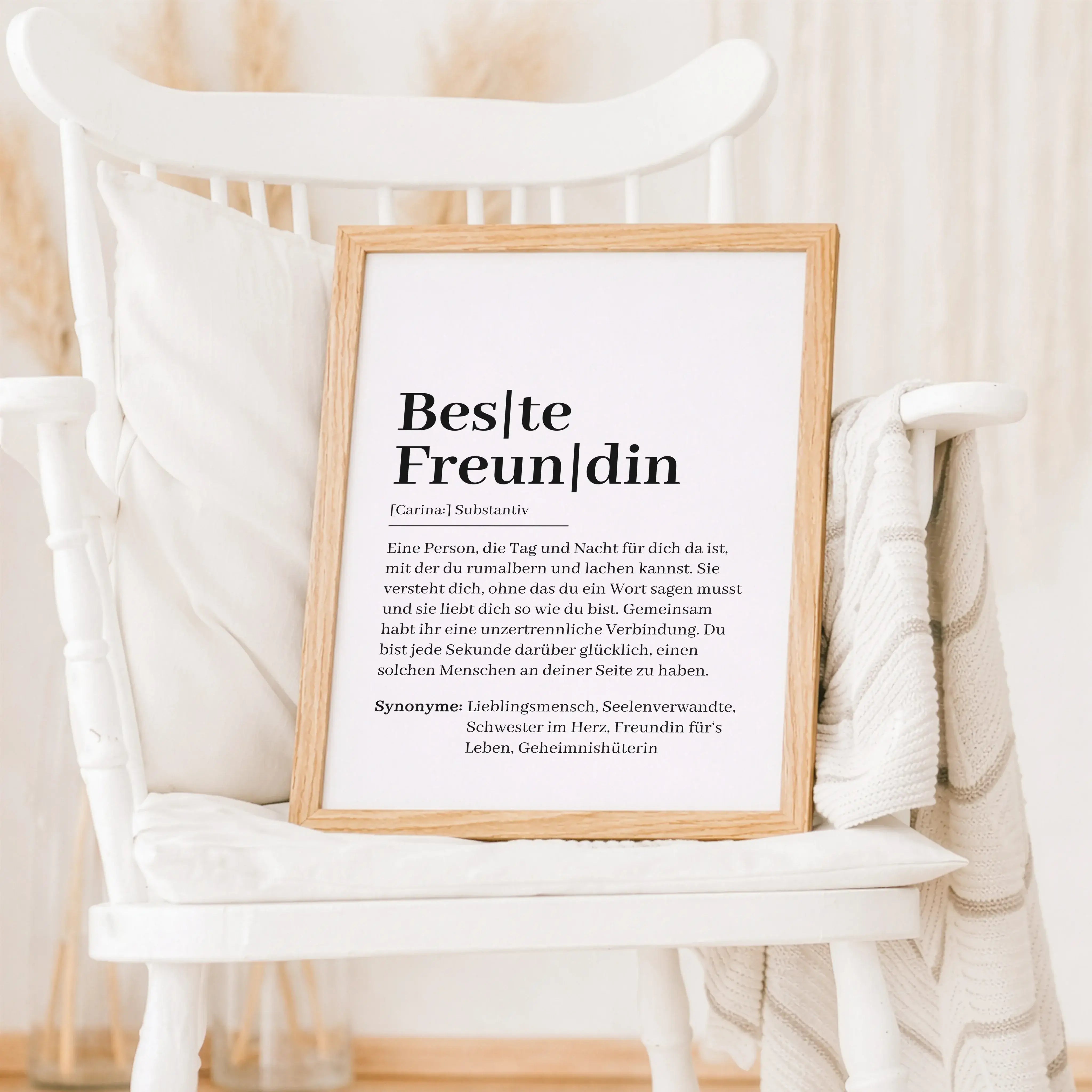 Beste Freundin Definition Poster-Personalisiertes Poster-famprints-Das Beste Freundin Definition Poster ist ein persönliches Geschenk, das eure besondere Verbindung sichtbar macht. Mit einer liebevollen Wortdefinition erinnert das Poster jeden Tag daran,