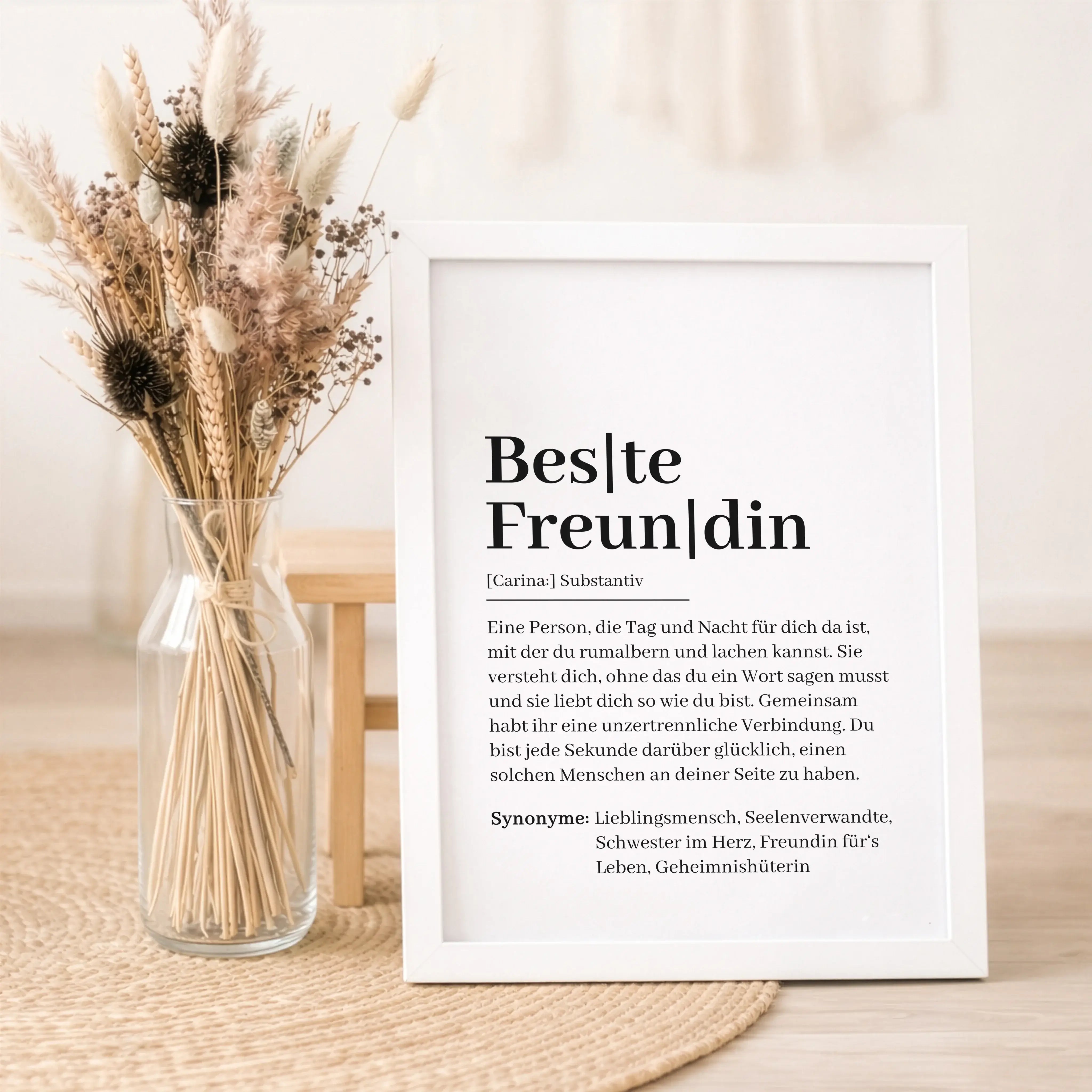 Beste Freundin Definition Poster-Personalisiertes Poster-famprints-Das Beste Freundin Definition Poster ist ein persönliches Geschenk, das eure besondere Verbindung sichtbar macht. Mit einer liebevollen Wortdefinition erinnert das Poster jeden Tag daran,