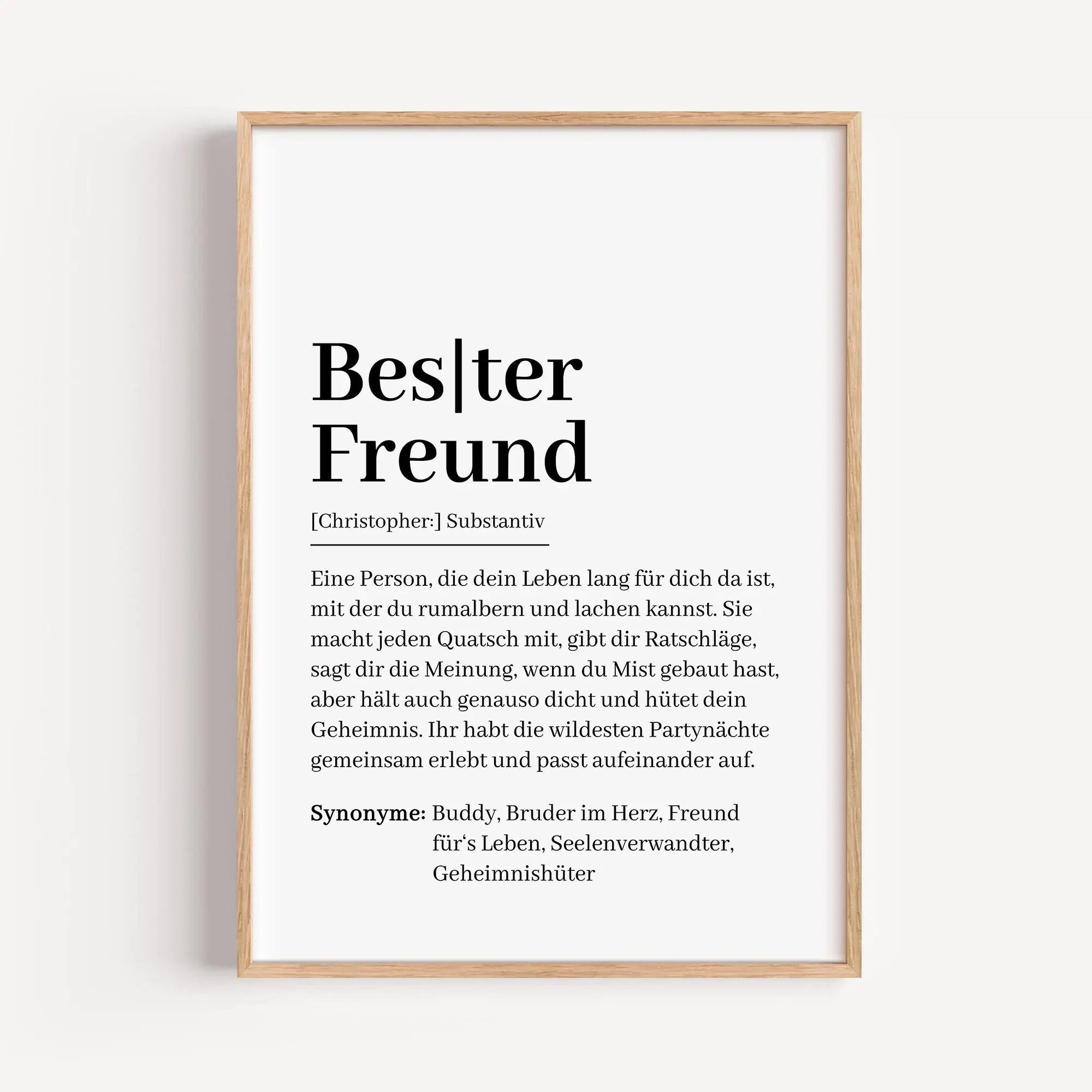 Bester Freund Definition Poster-Personalisiertes Poster-famprints-Das Bester Freund Definition Poster ist eine persönliche Geschenkidee für Menschen, die im Alltag einfach dazugehören. Ob zum Geburtstag, zu Weihnachten oder als kleine Überraschung zwische