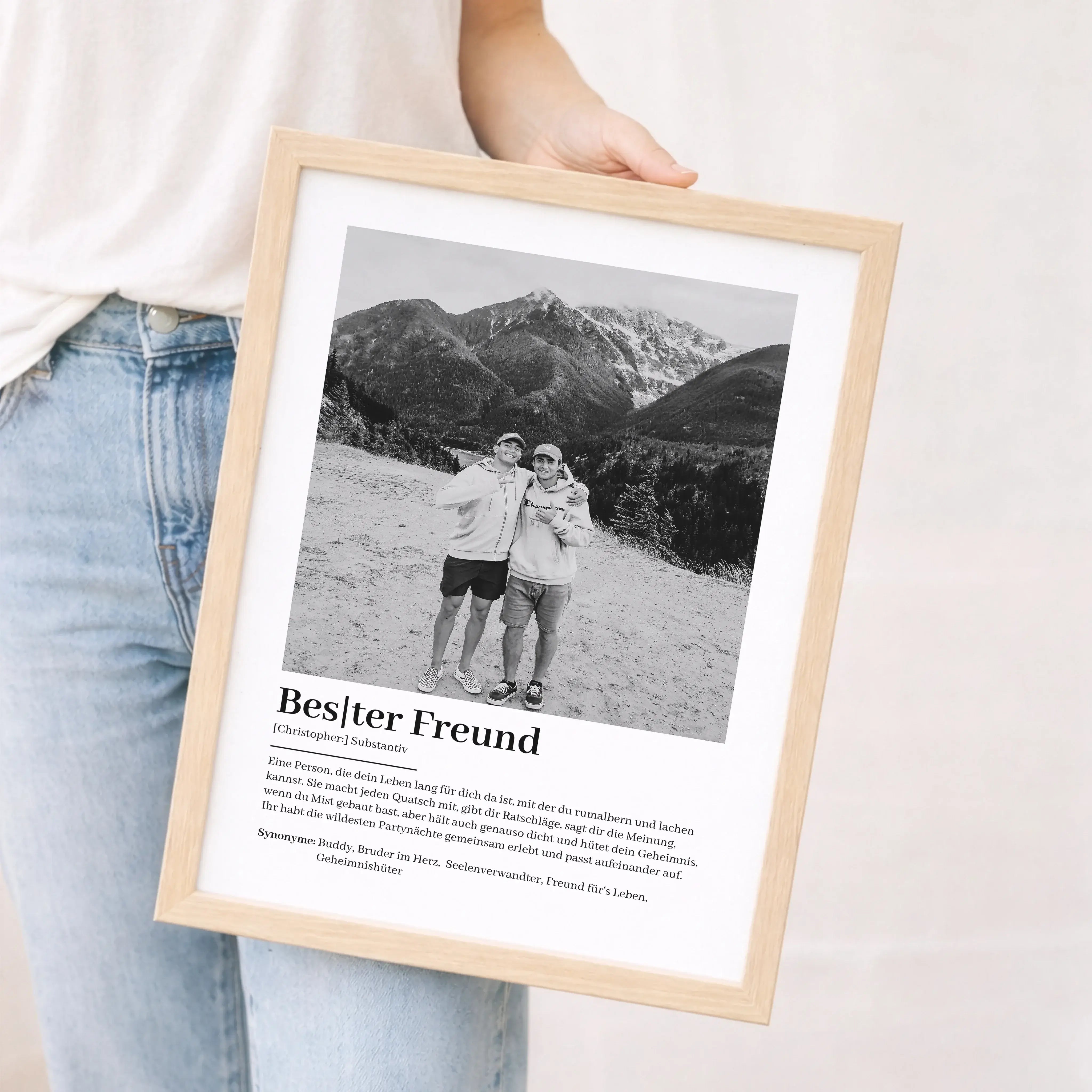 Bester Freund Definition Foto Poster-Personalisiertes Poster-famprints-Das Bester Freund Definition Foto Poster ist eine persönliche Art, eure Freundschaft sichtbar zu machen. Mit deinem eigenen Foto und dem Namen deines besten Freundes entsteht ein indiv