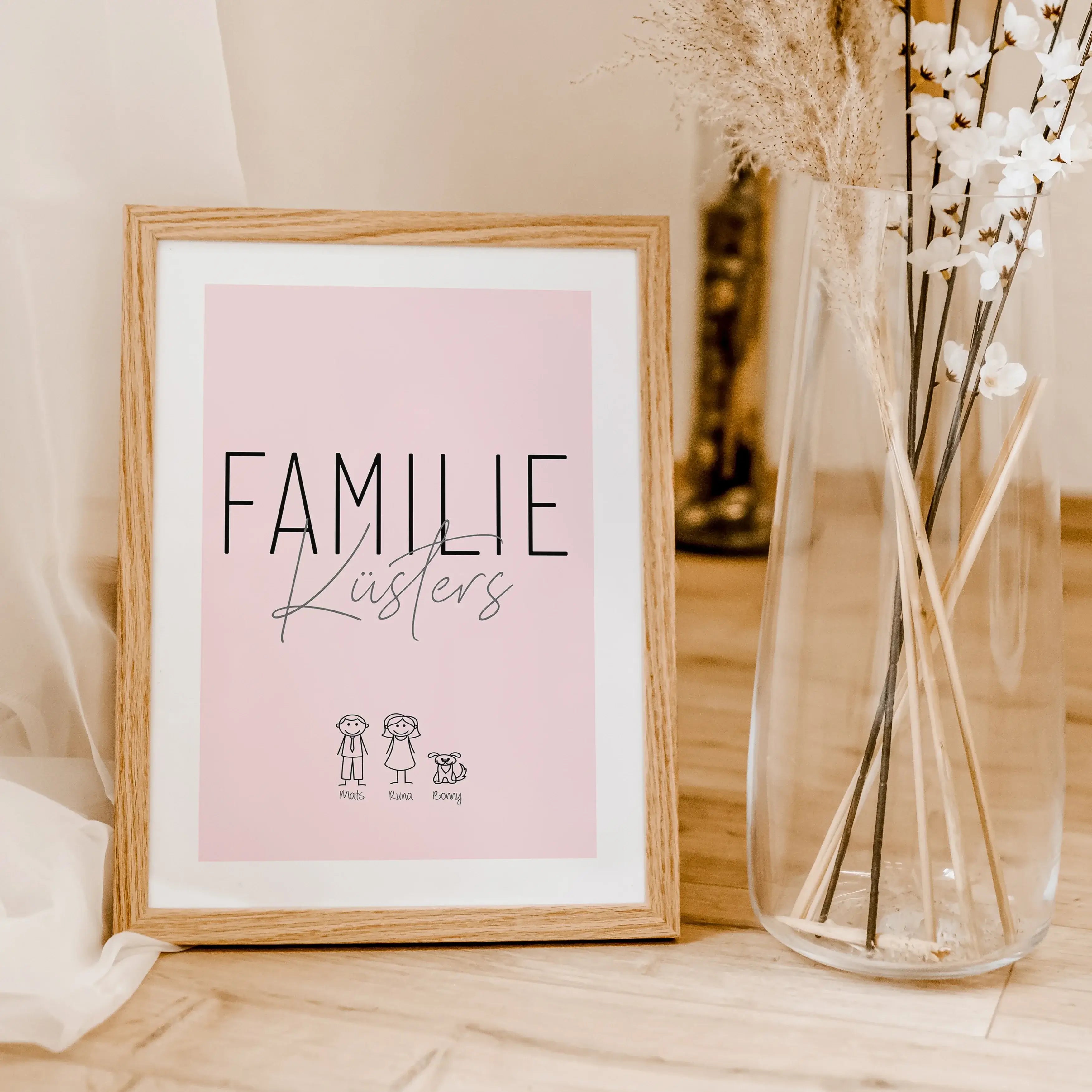 Familienposter Doodle-famprints-Personalisiertes Poster-Unser Familienposter 'Doodle' ist die perfekte Möglichkeit, um deiner Wand eine persönliche und lustige Note zu verleihen. Die Strichmännchen-Optik unterhalb des Familiennamens bietet Platz für jedes