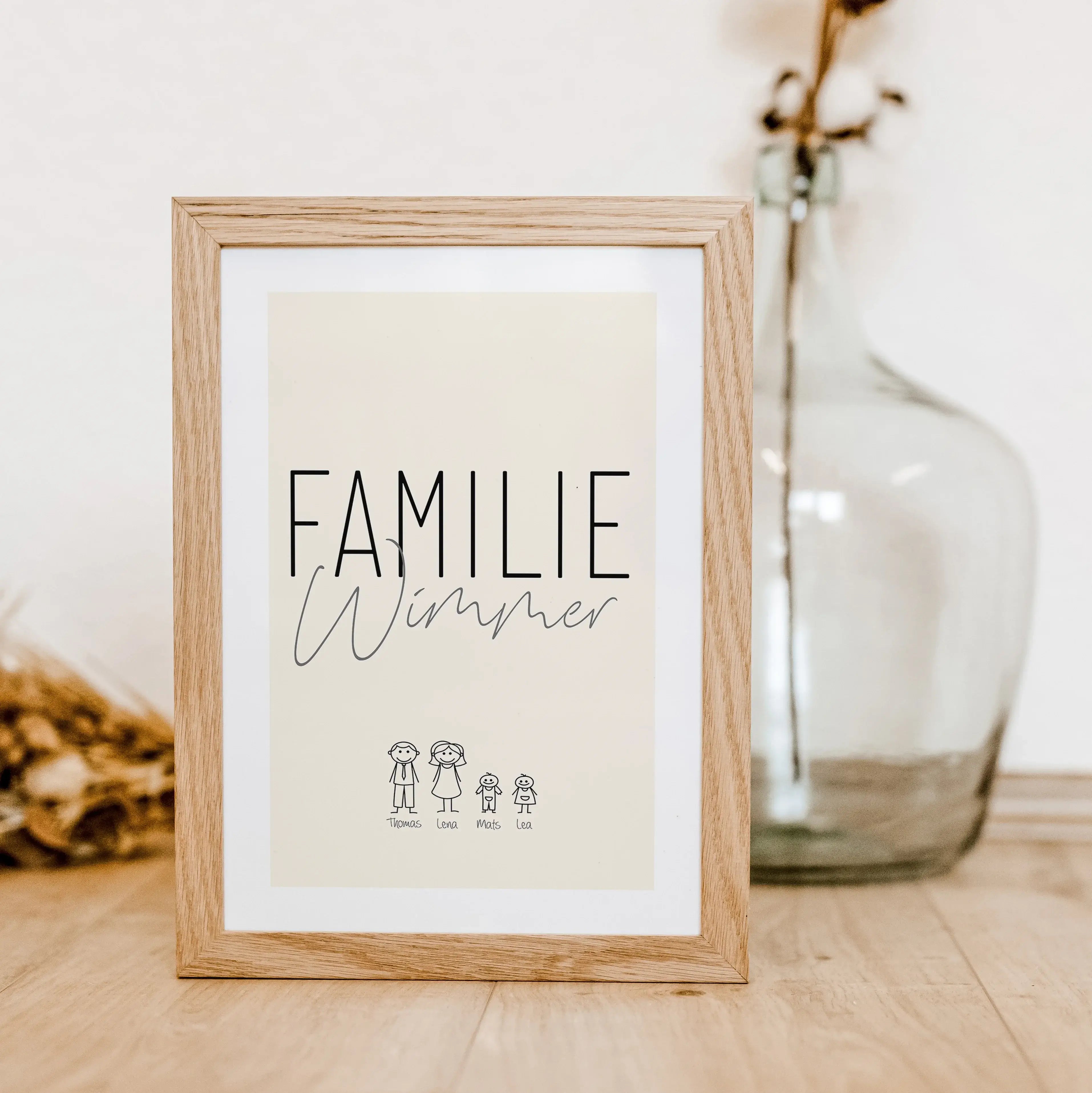 Familienposter Doodle-famprints-Personalisiertes Poster-Unser Familienposter 'Doodle' ist die perfekte Möglichkeit, um deiner Wand eine persönliche und lustige Note zu verleihen. Die Strichmännchen-Optik unterhalb des Familiennamens bietet Platz für jedes