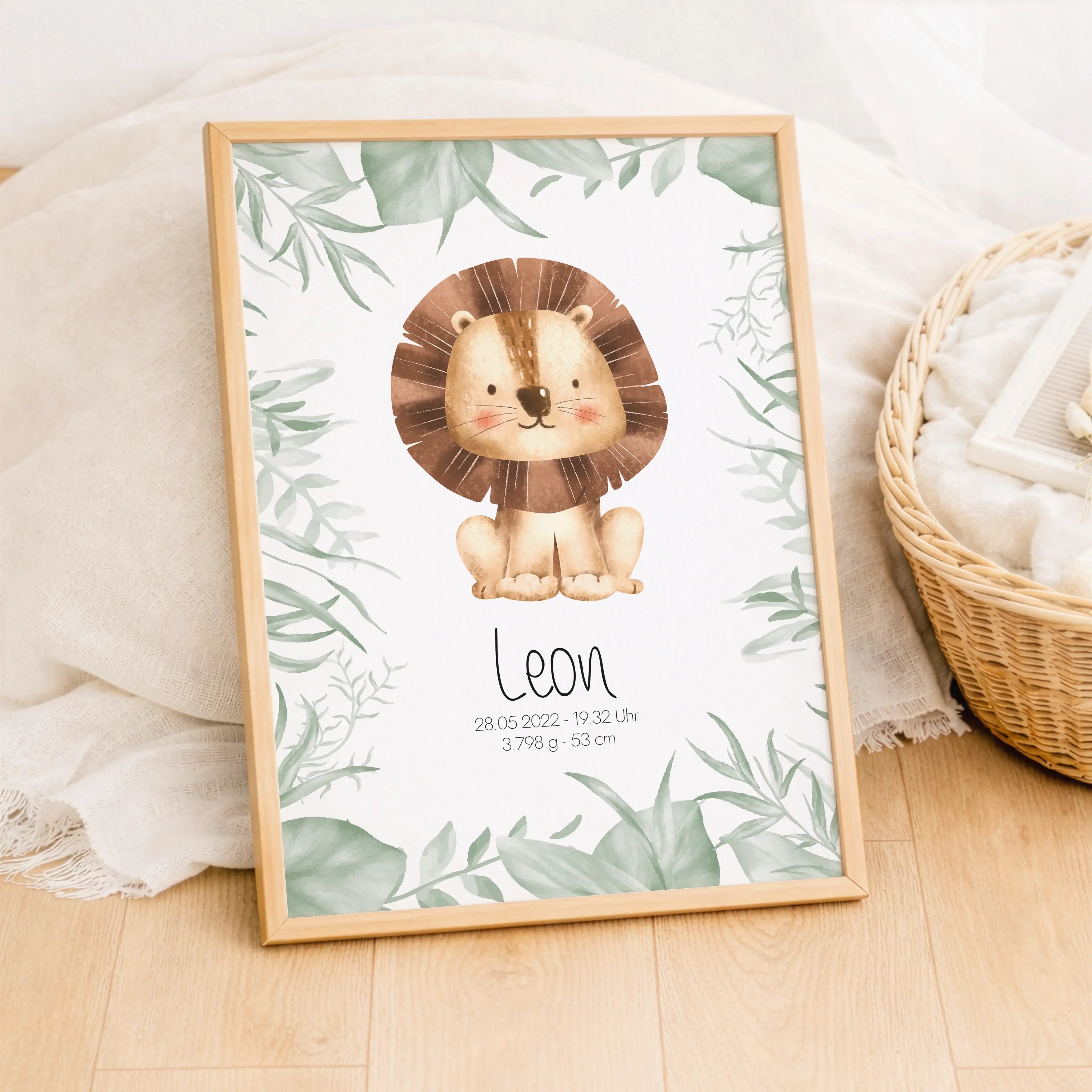 Geburtsposter Safari-Personalisiertes Poster-famprints-Das Geburtsposter Safari von famprints ist eine liebevolle Art, die Ankunft deines Kindes festzuhalten. Mit einem sanften Safari Tiermotiv und den persönlichen Geburtsdaten wird aus einem einfachen Wa