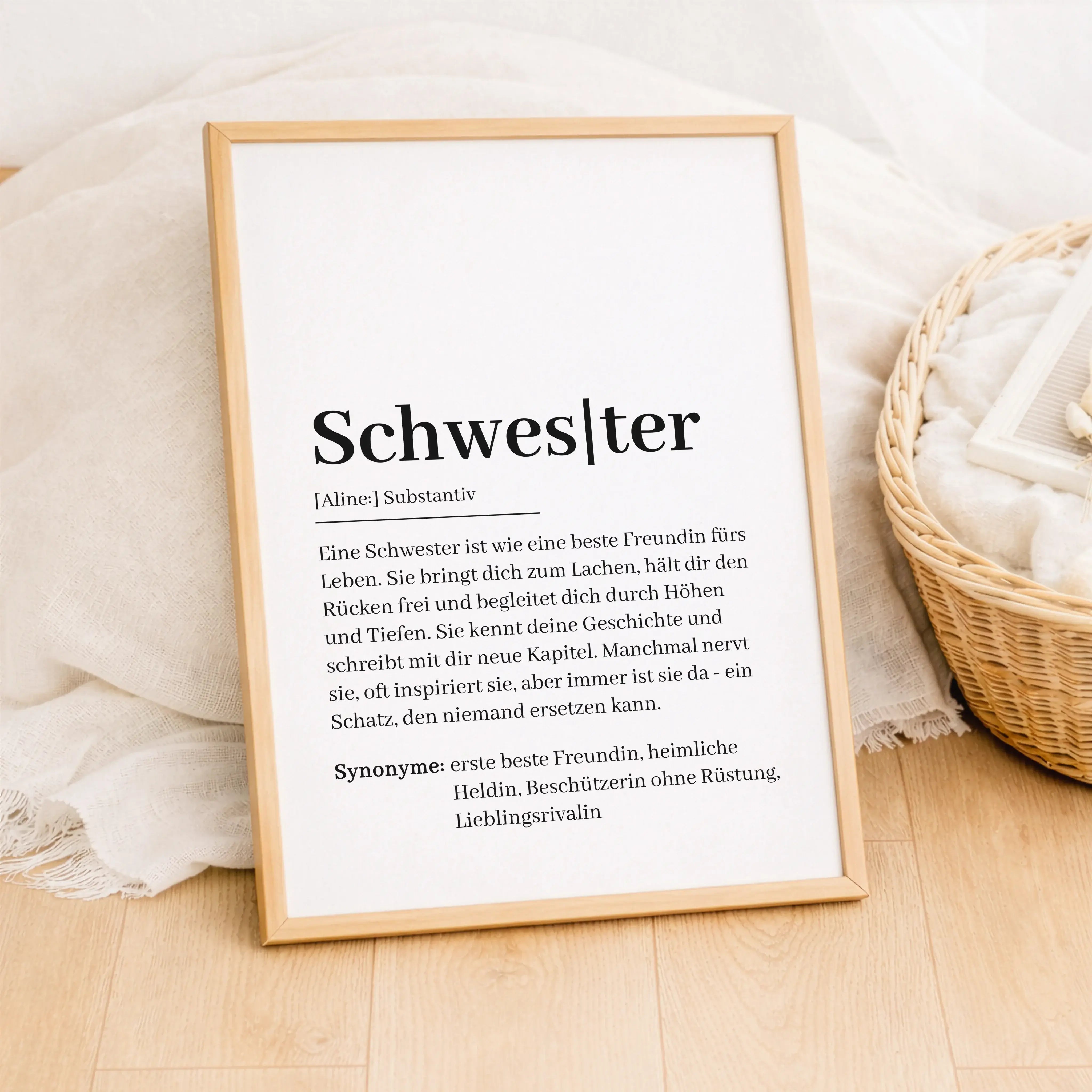 Schwester Definition Poster-Personalisiertes Poster-famprints-Das Schwester Definition Poster von famprints ist eine liebevolle Art, deiner Schwester zu zeigen, was sie für dich bedeutet. Das minimalistische Design verbindet eine emotionale Definition mit