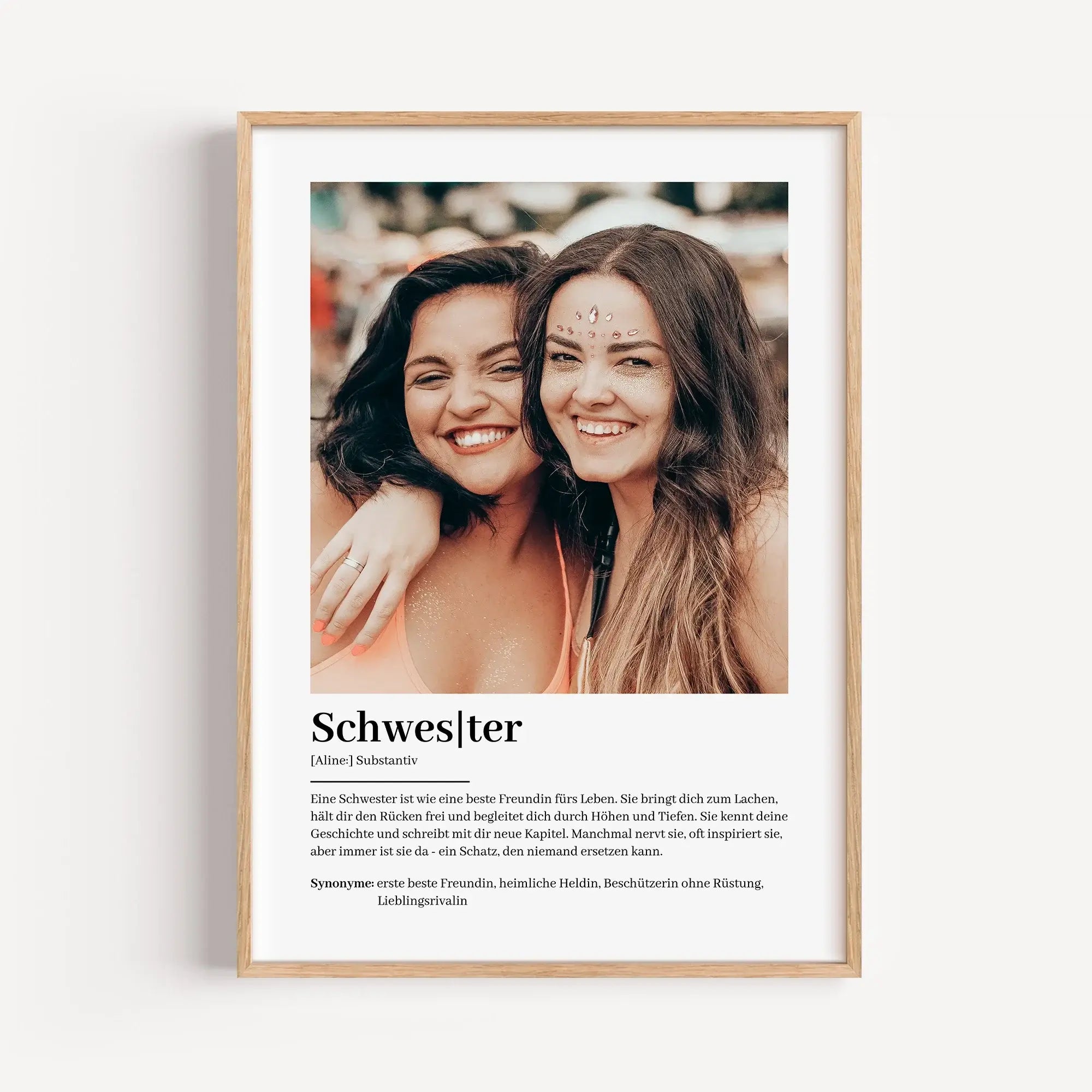 Schwester Definition Poster mit Foto-Personalisiertes Poster-famprints-Suchst du nach dem perfekten Geschenk für deine Schwester? Unser Schwester Definition Poster mit Foto ist eine liebevolle und persönliche Art, deine Wertschätzung zu zeigen. Das Poster