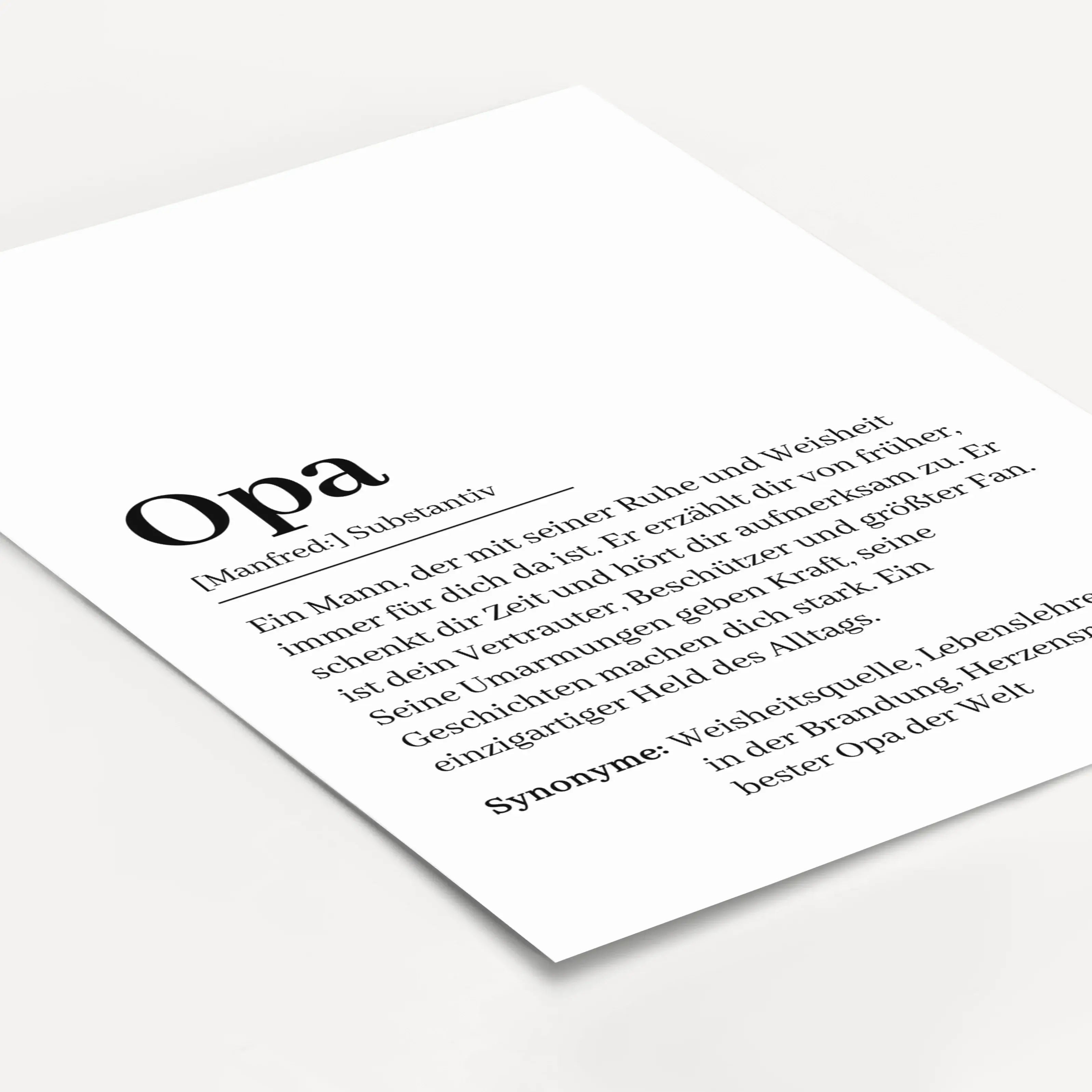 Opa Definition Poster-Personalisiertes Poster-famprints-Suchst du nach einem besonderen Geschenk für deinen Opa? Unser Opa Definition Poster ist die perfekte Wahl! Dieses liebevoll gestaltete Poster zeigt auf einzigartige Weise, wie wundervoll ein Opa ist