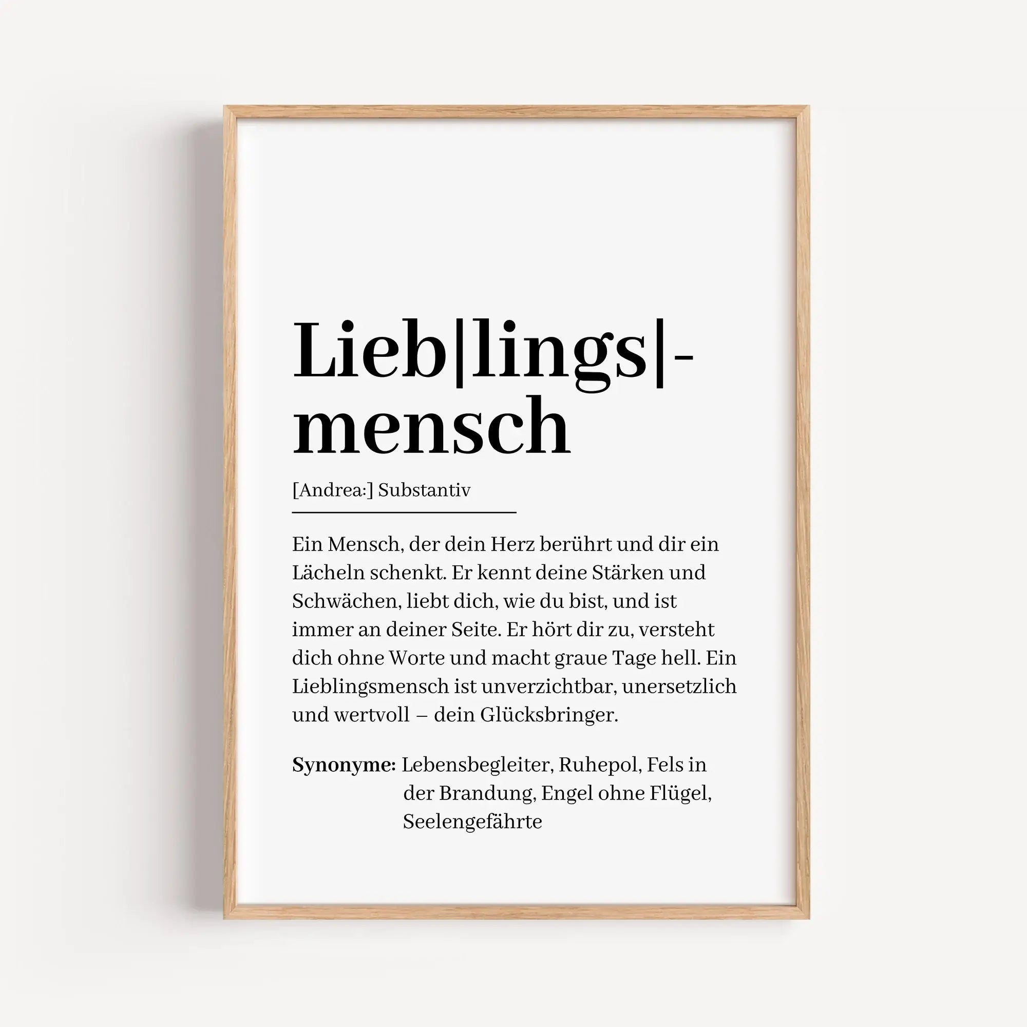 Lieblingsmensch Definition Poster-famprints-Personalisiertes Poster-Suchst du nach einem einzigartigen Geschenk, das von Herzen kommt? Unser Lieblingsmensch Definition Poster ist genau das Richtige! Dieses liebevoll gestaltete Poster zeigt auf besondere W