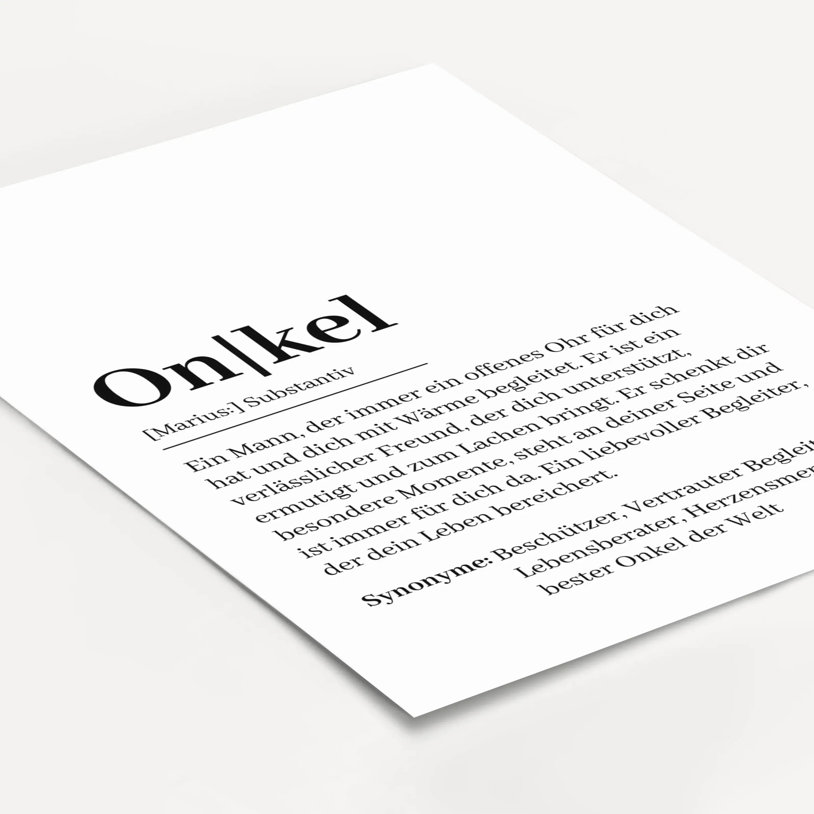 Onkel Definition Poster-Personalisiertes Poster-famprints-Das Onkel Definition Poster von famprints ist ein persönliches Geschenk, das zeigt, was einen Onkel wirklich ausmacht. Die moderne Definition im Stil eines Wörterbuchs verbindet Wertschätzung, Humo