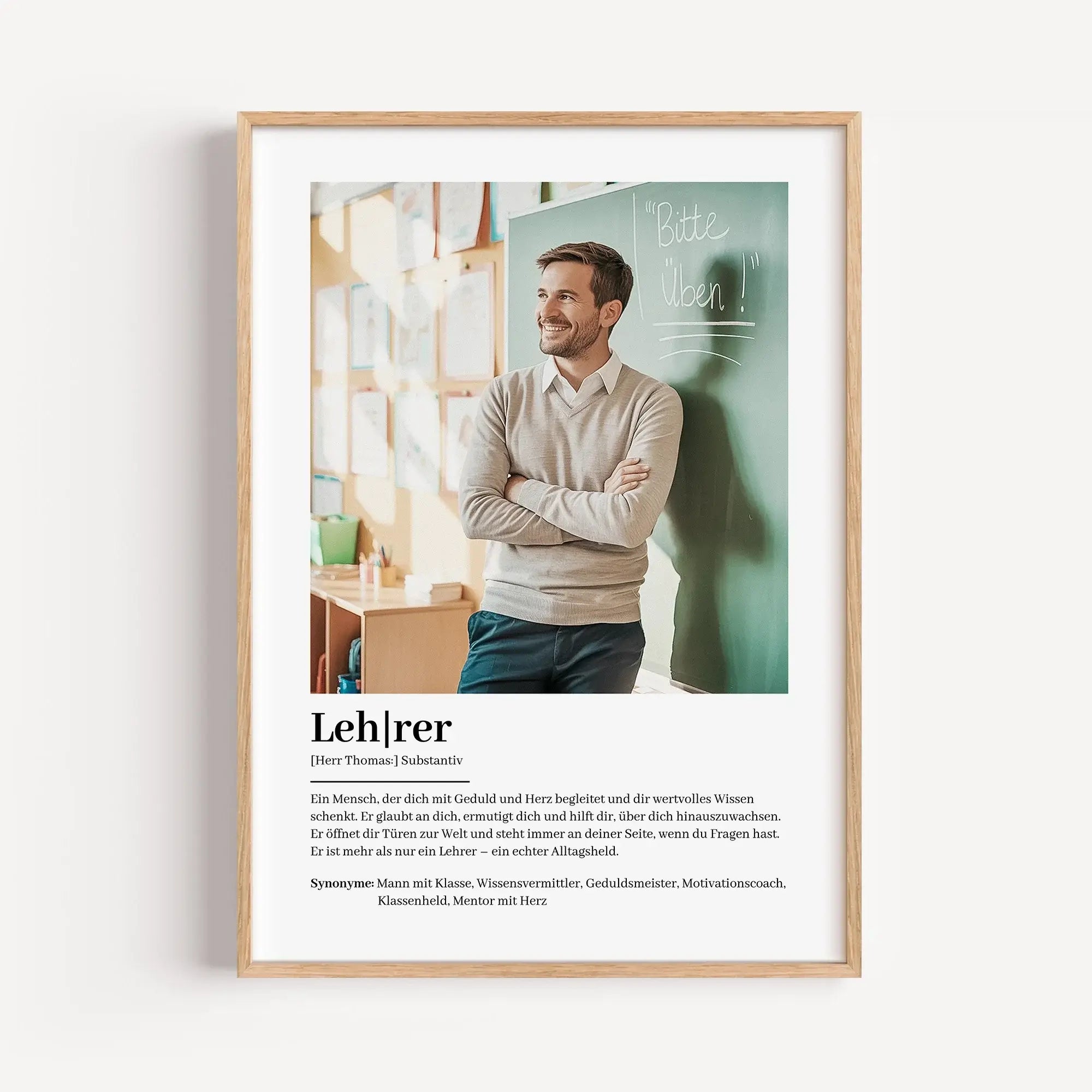 Lehrer Definition Poster mit Foto-Personalisiertes Poster-famprints-Suchst du nach einem besonderen Geschenk für deinen Lehrer? Unser Lehrer Definition Poster mit Foto ist die perfekte Wahl! Dieses liebevoll gestaltete Poster zeigt auf einzigartige Weise,