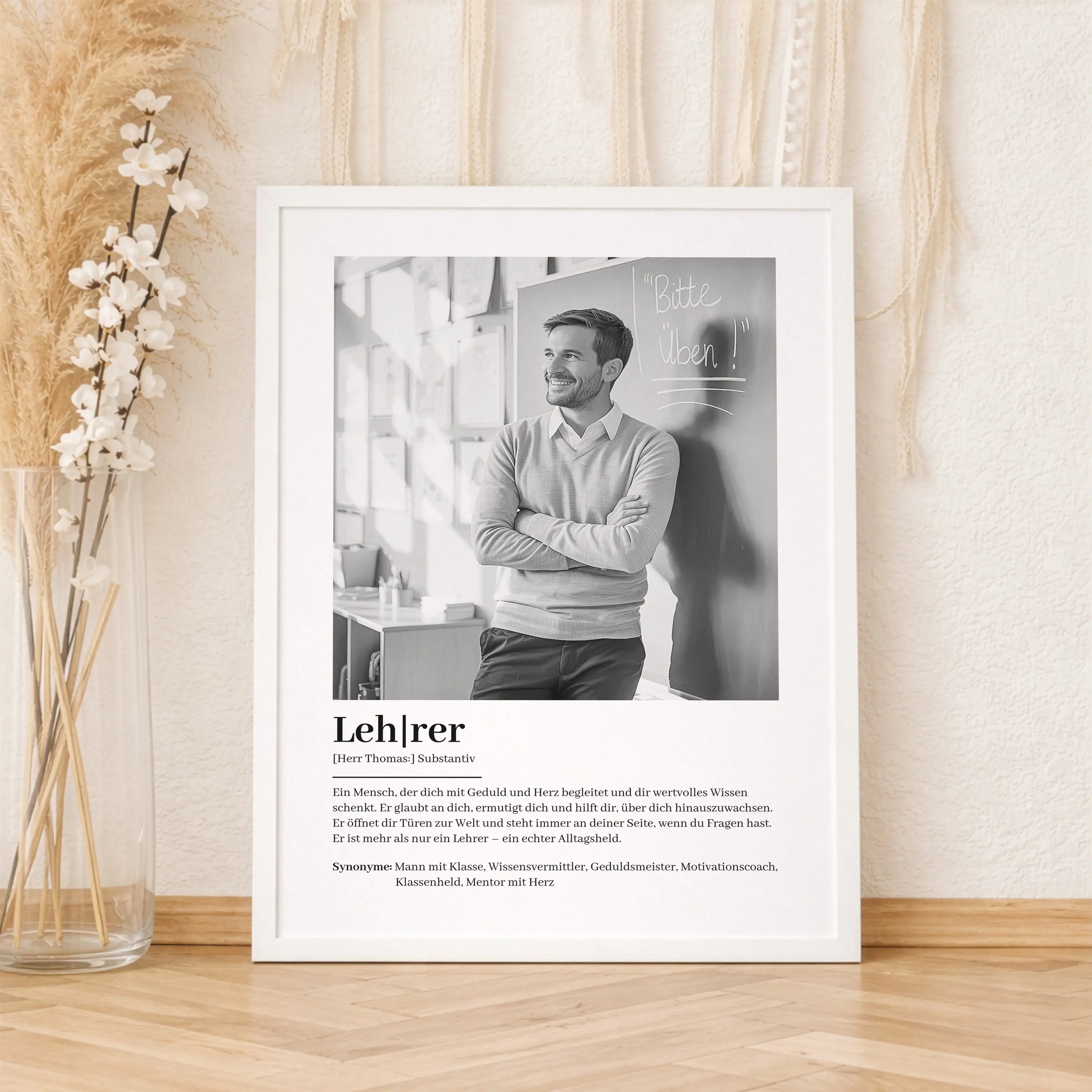 Lehrer Definition Poster mit Foto-Personalisiertes Poster-famprints-Ein Lehrer prägt, begleitet und bleibt oft länger im Kopf als der Unterrichtsstoff. Mit dem Lehrer Definition Poster mit Foto schenkst du eine persönliche Erinnerung, die Wertschätzung si