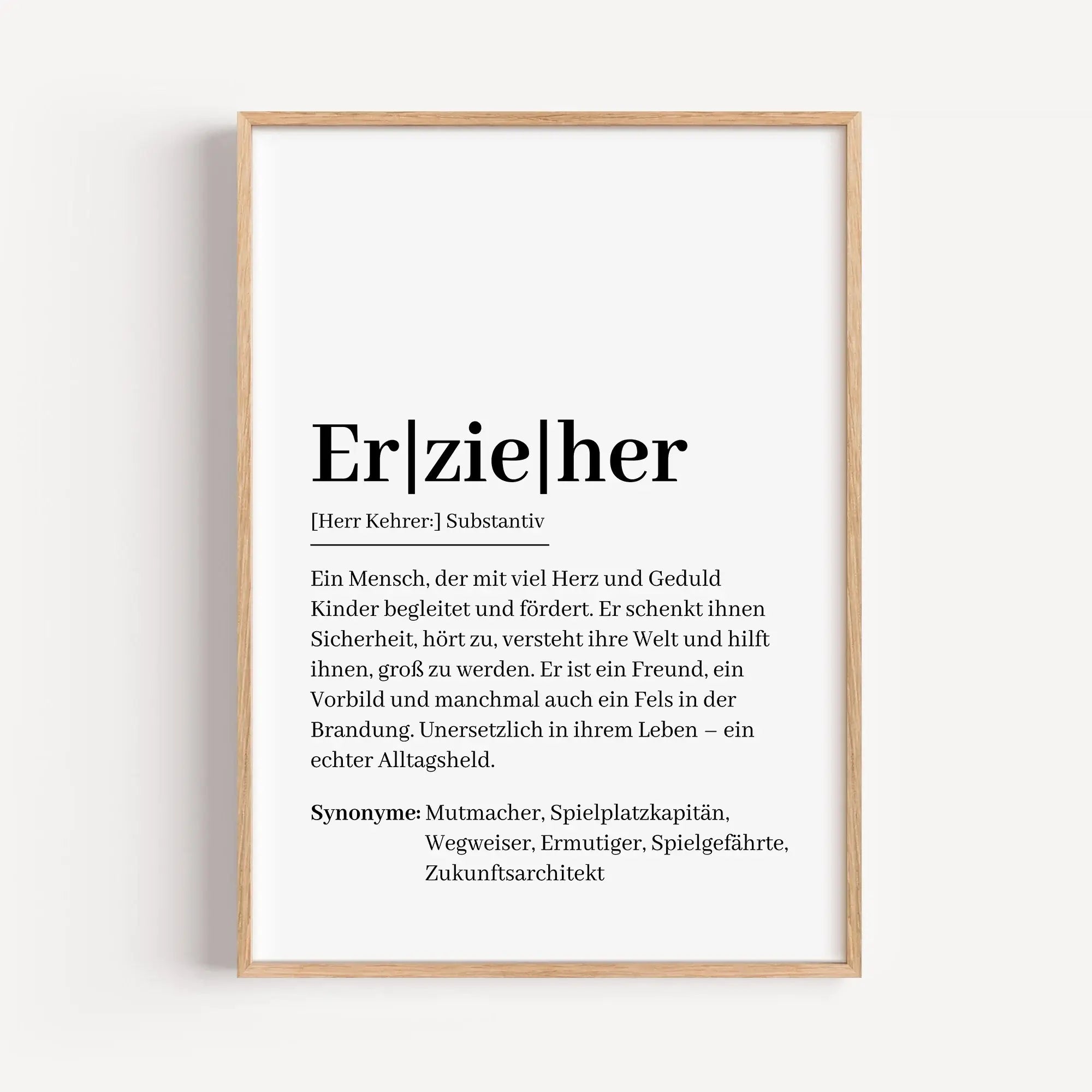 Erzieher Definition Poster-Personalisiertes Poster-famprints-Das Erzieher Definition Poster ist ein persönliches Geschenk, das Wertschätzung sichtbar macht. Die liebevoll formulierte Definition beschreibt auf moderne und ehrliche Weise, was einen Erzieher