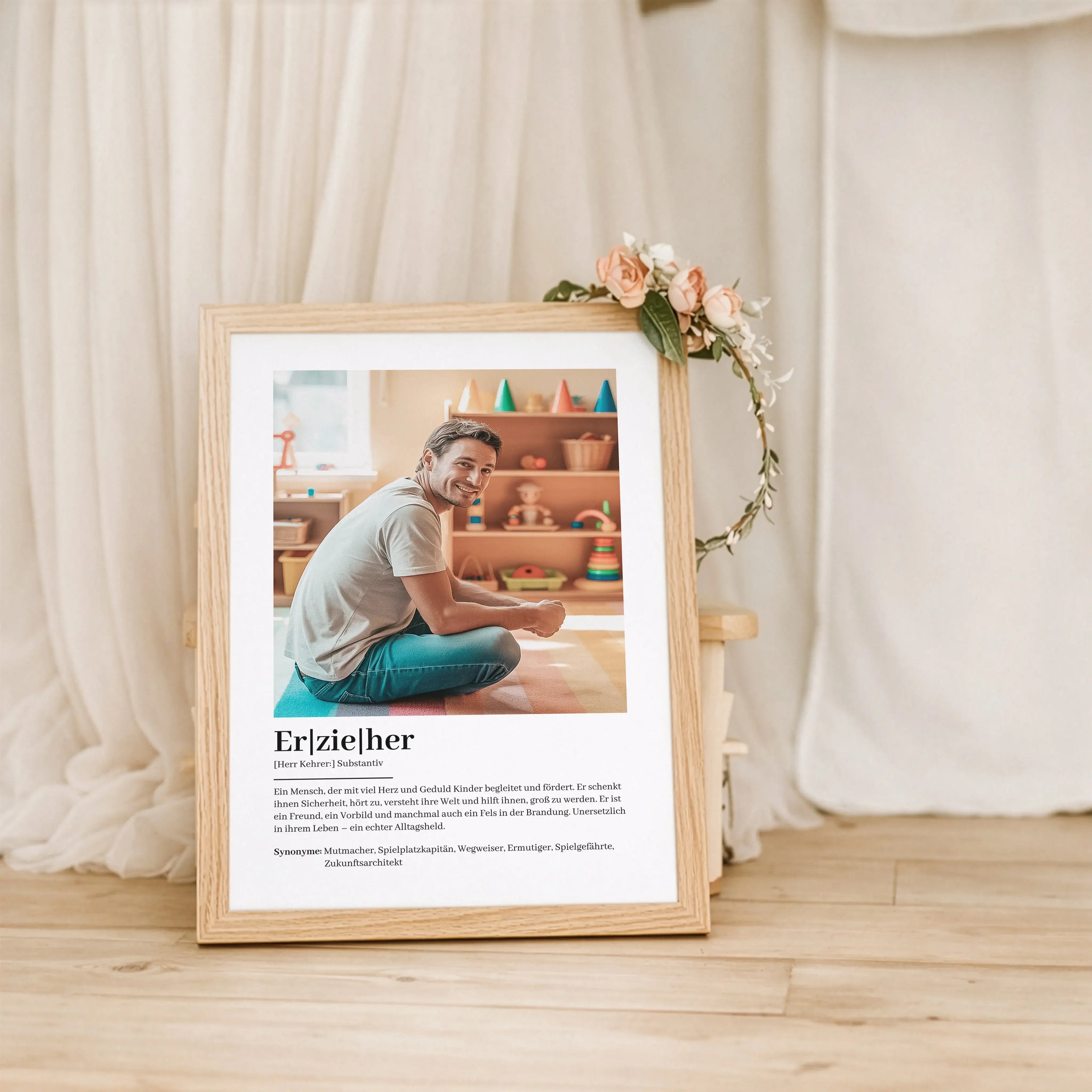 Erzieher Definition Poster mit Foto-Personalisiertes Poster-famprints-Das Erzieher Definition Poster mit Foto ist ein persönliches Geschenk, das Wertschätzung sichtbar macht. Es verbindet eine liebevoll formulierte Definition mit deinem eigenen Foto und s