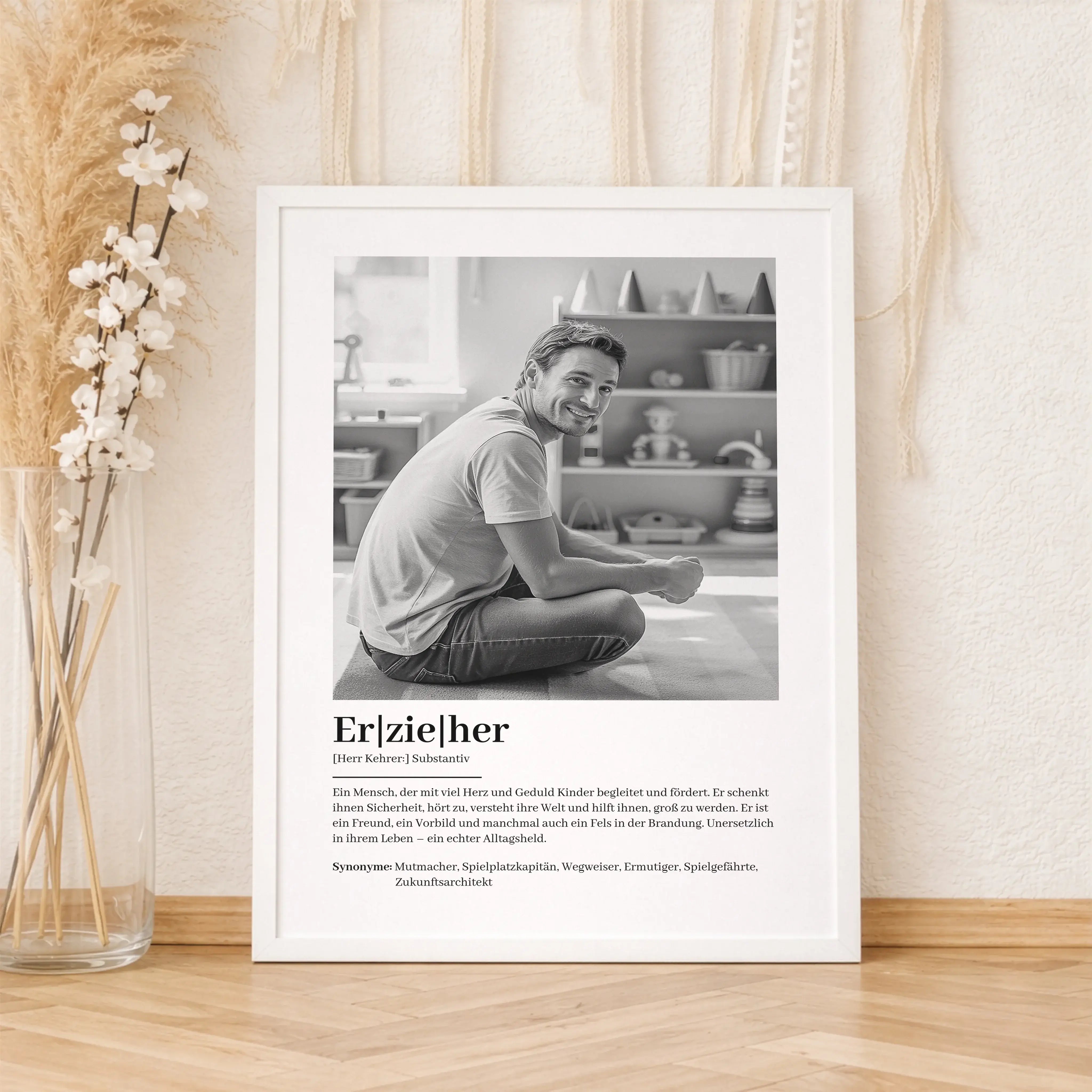 Erzieher Definition Poster mit Foto-Personalisiertes Poster-famprints-Das Erzieher Definition Poster mit Foto ist ein persönliches Geschenk, das Wertschätzung sichtbar macht. Es verbindet eine liebevoll formulierte Definition mit deinem eigenen Foto und s