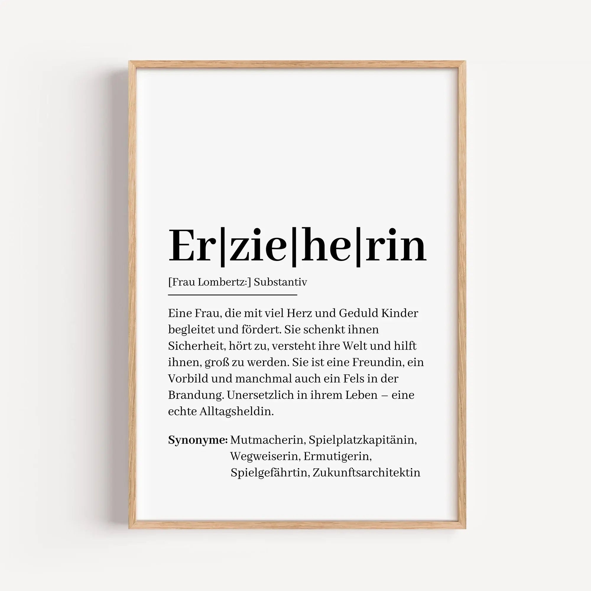 Erzieherin Definition Poster-Personalisiertes Poster-famprints-Du suchst ein persönliches Geschenk für eine Erzieherin, das Wertschätzung zeigt und lange Freude macht? Das Erzieherin Definition Poster von famprints verbindet modernes Design mit einer lieb