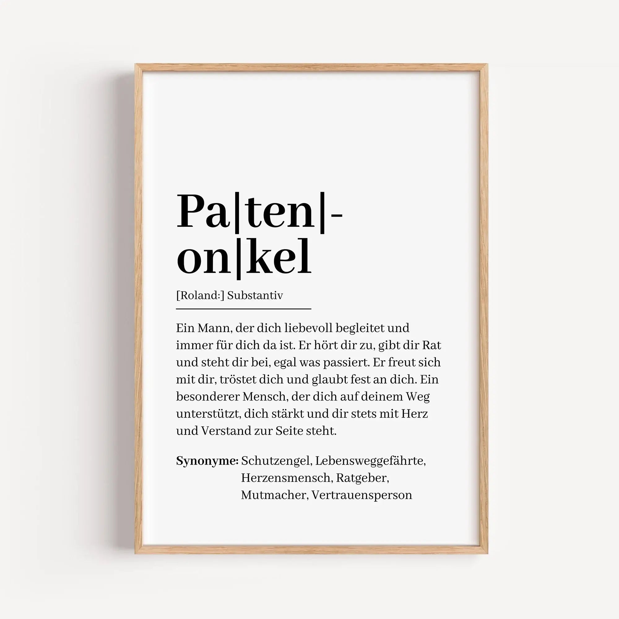 Patenonkel Definition Poster-Personalisiertes Poster-famprints-Das Patenonkel Definition Poster von famprints ist ein persönliches Geschenk mit Bedeutung. Es verbindet eine moderne Definition mit liebevollen Worten und macht sichtbar, welche Rolle ein Pat