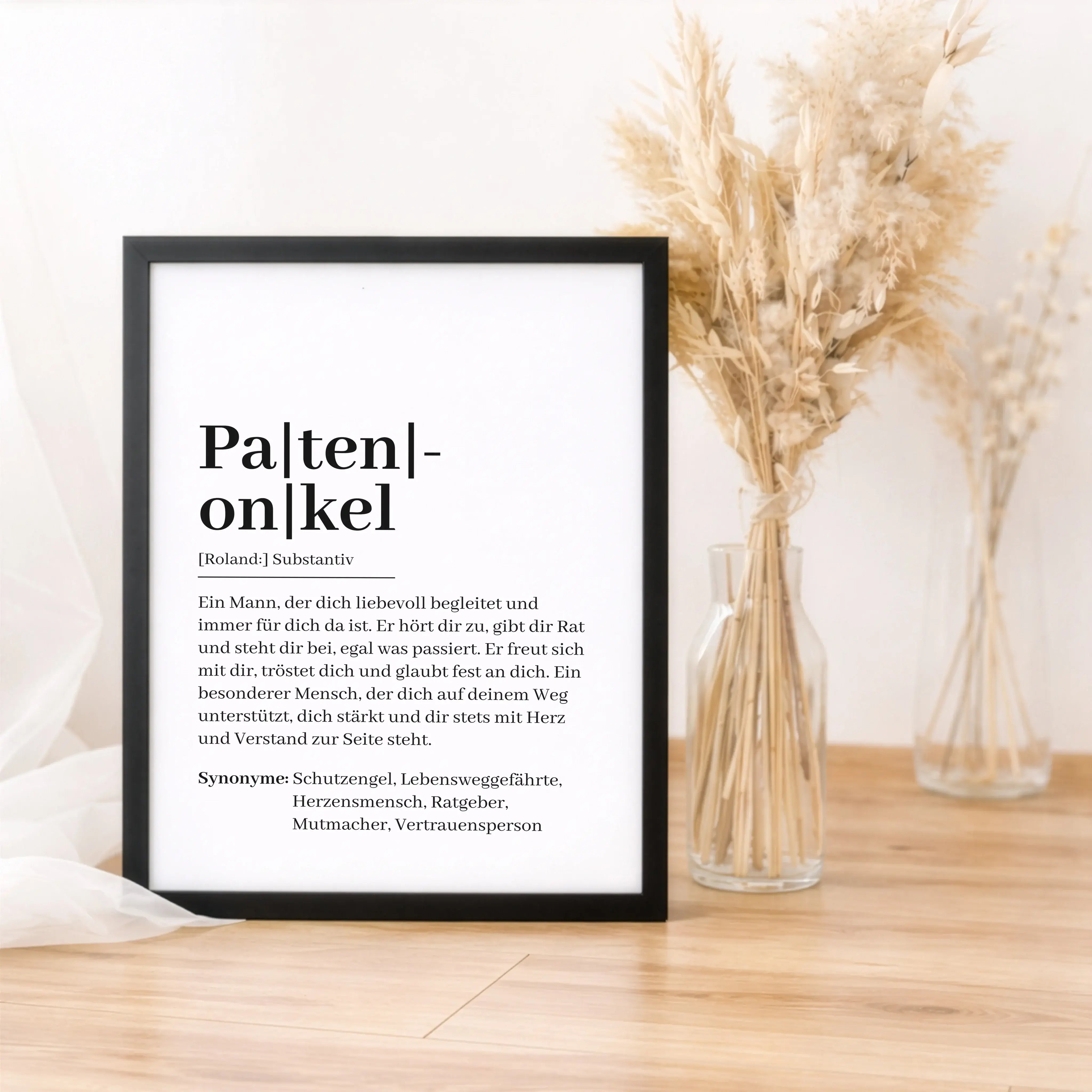Patenonkel Definition Poster-Personalisiertes Poster-famprints-Das Patenonkel Definition Poster von famprints ist ein persönliches Geschenk mit Bedeutung. Es verbindet eine moderne Definition mit liebevollen Worten und macht sichtbar, welche Rolle ein Pat