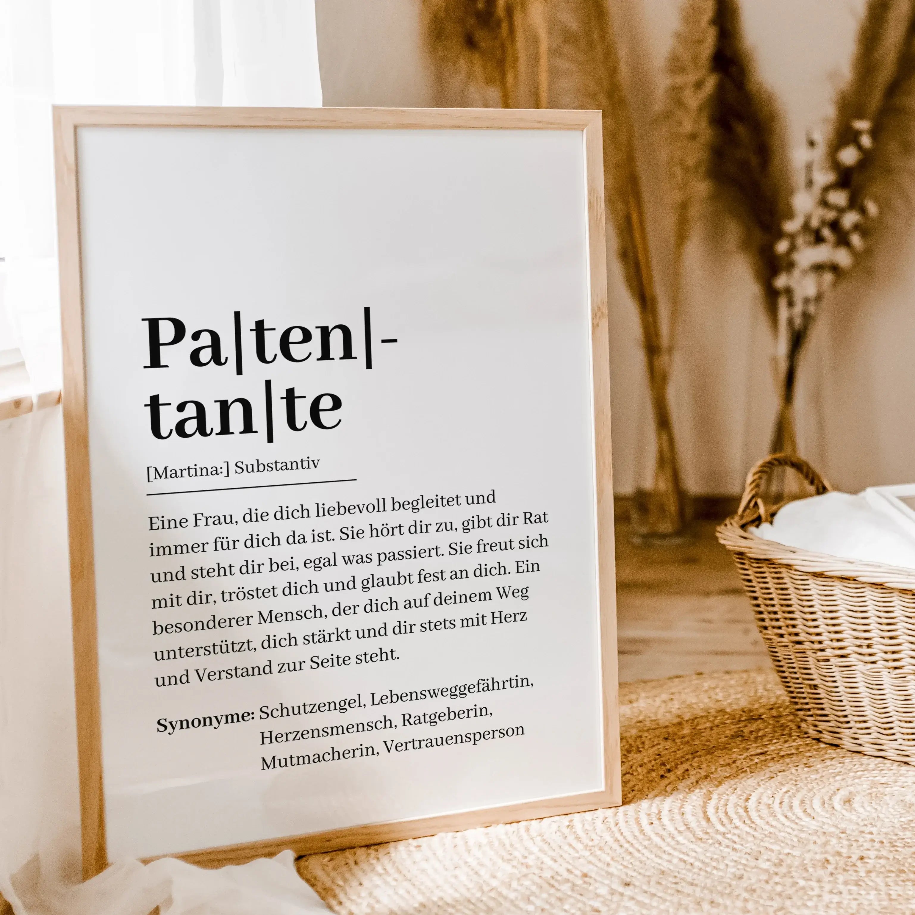 Patentante Definition Poster-Personalisiertes Poster-famprints-Suchst du ein besonderes Geschenk für deine Patentante? Unser Patentante Definition Poster ist die perfekte Wahl! Dieses liebevoll gestaltete Poster zeigt auf einzigartige Weise, was eine Pate